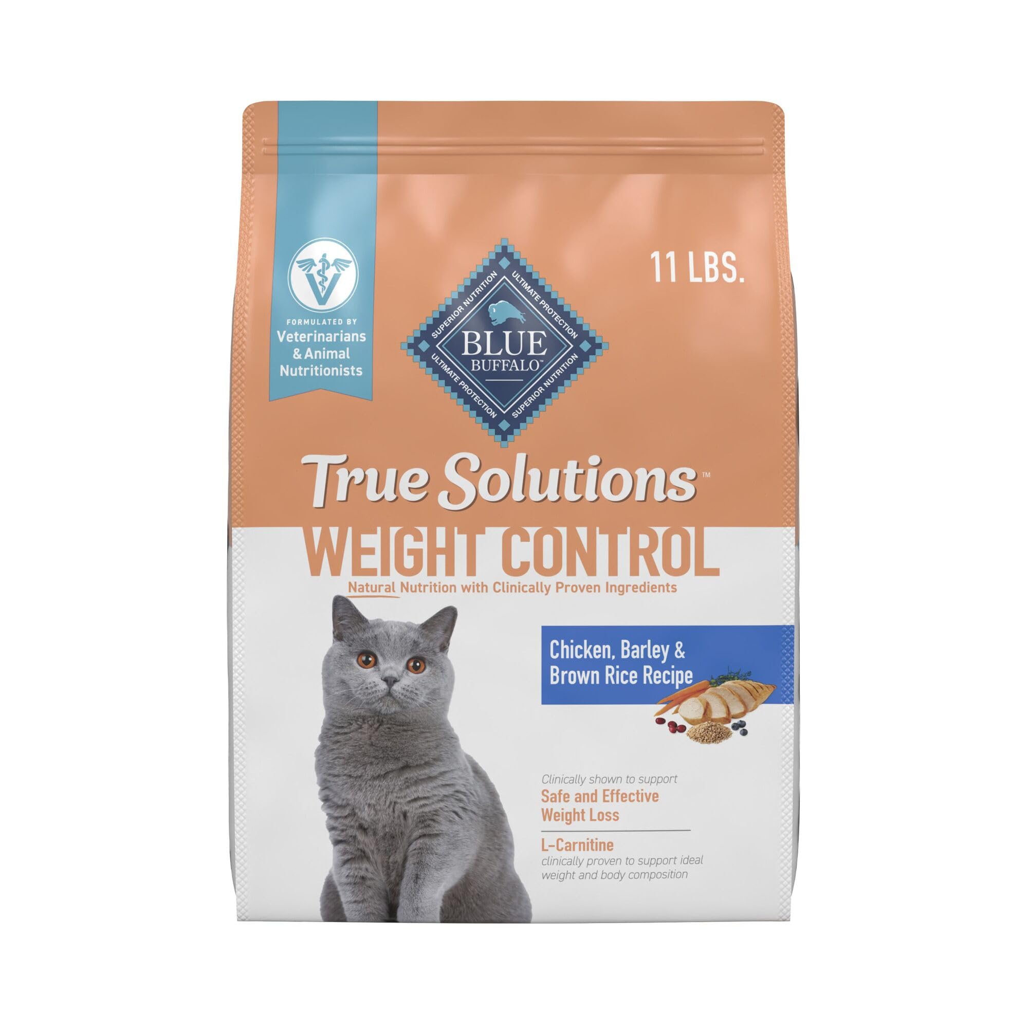 Blue Buffalo True Solutions Weight Control Natural Dry Cat Food for Adult Cats, Chicken, 11-lb. Bag
