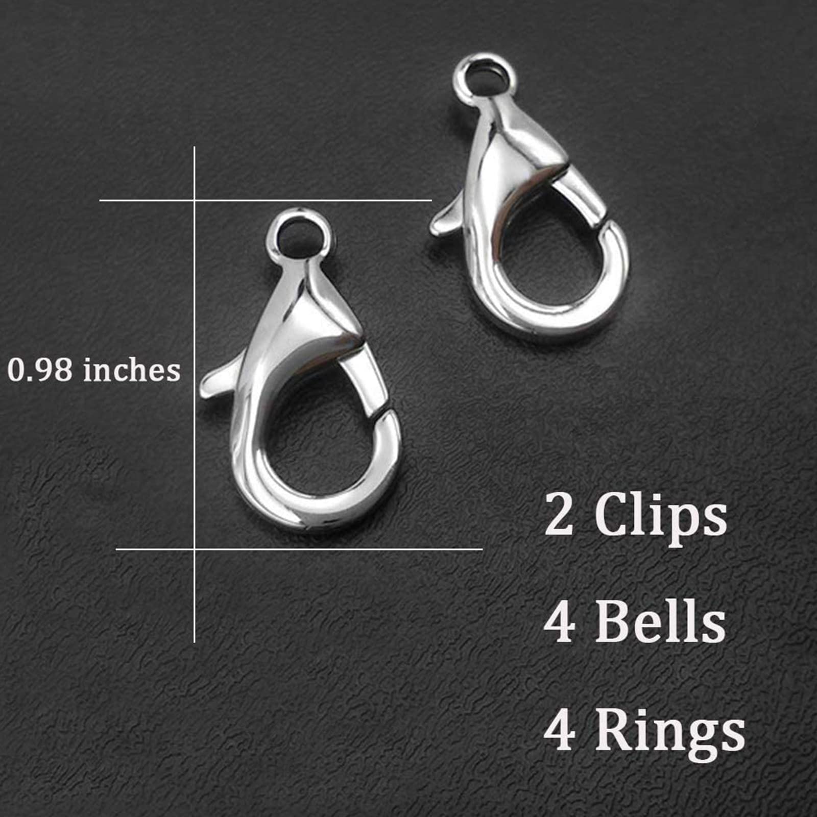 Ivia Pet 4 Sets Cat Bell For Dog Collar Charm Trainingpet Pendant Accessories With 2 Pack Stainless Steel Dog Tag Clips(2 Medium Silver)