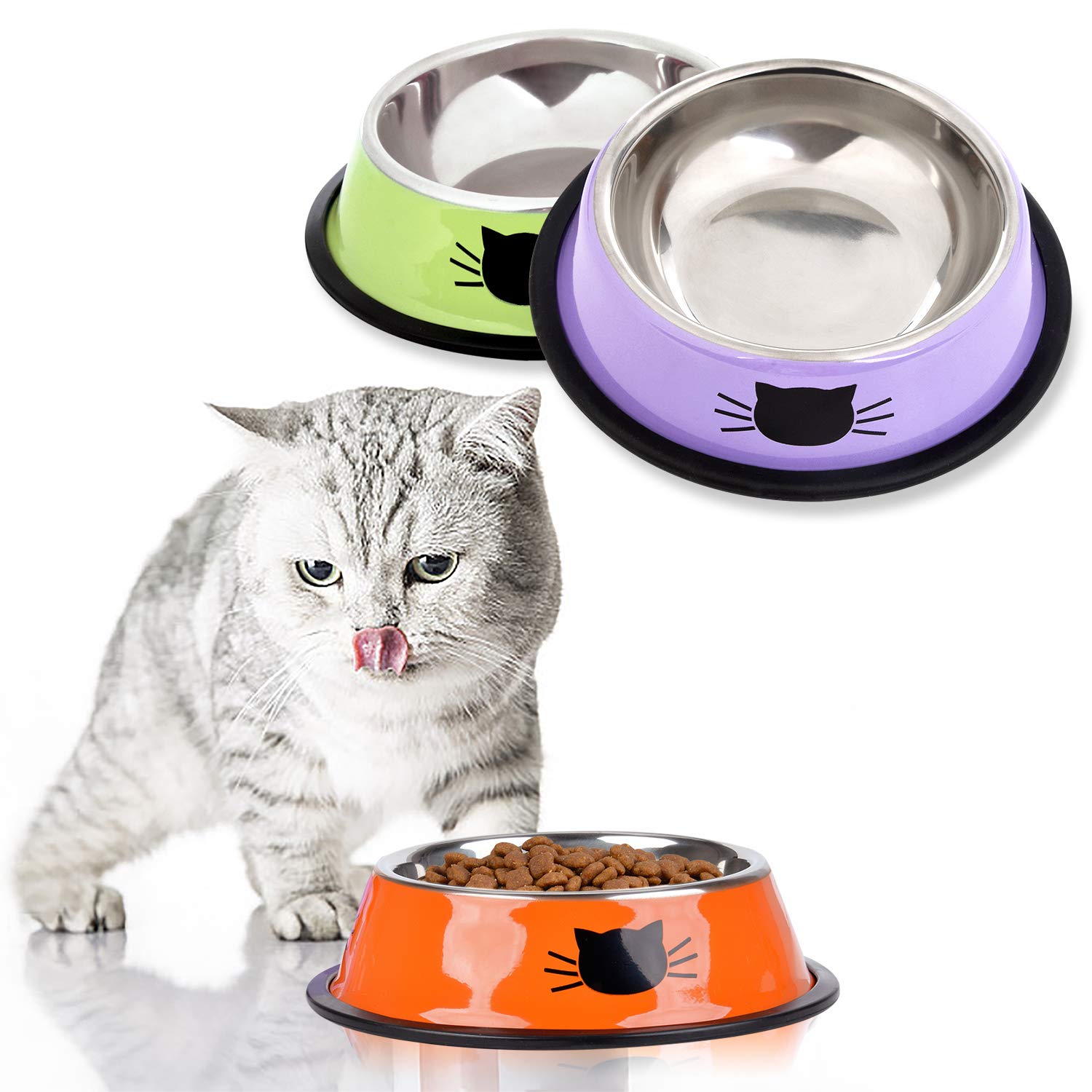 Legendog Pet Bowl Stainless Steel Non-Skid Rubber Base Dog Bowl Cat Bowl Gr Or Pp