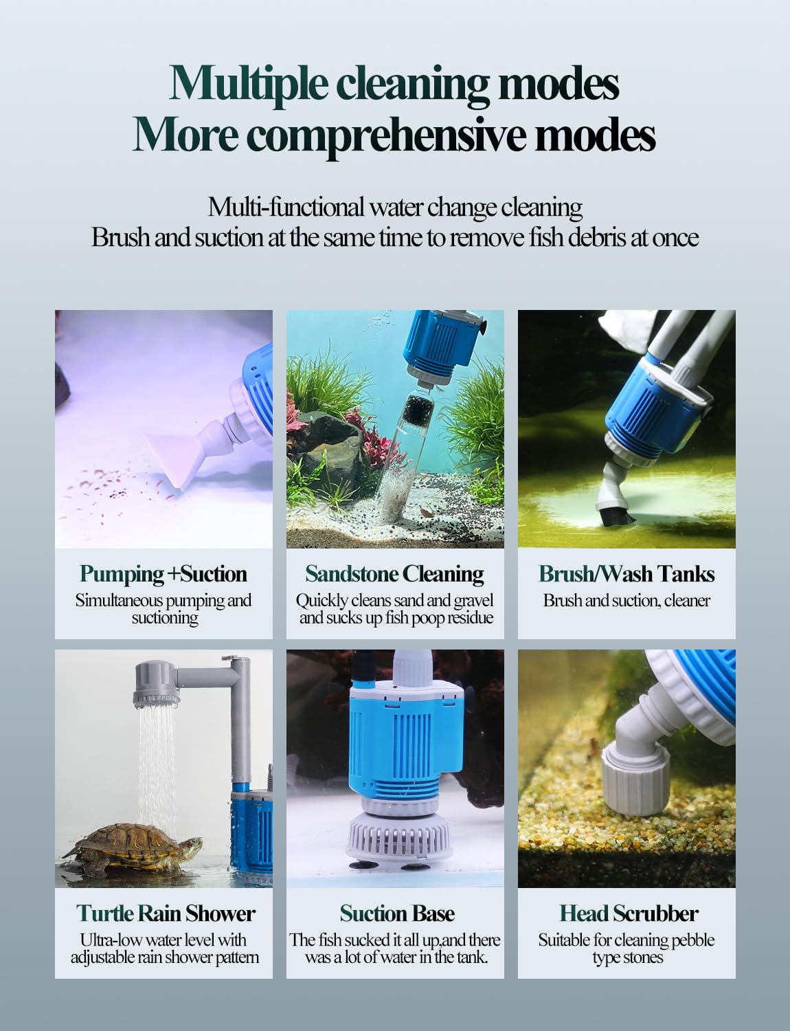 Upettools Aquarium Gravel Cleaner - Electric Automatic Removable Vacuum Water Changer Sand Algae Cleaner Filter Changer 110V/28W