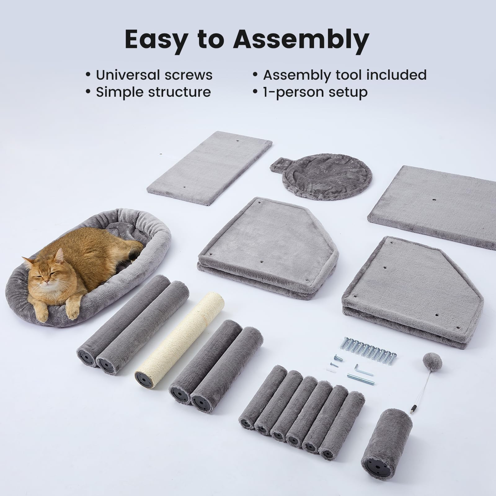 Gardner Pet 41'' Tall Cat Tree For Medium-Large Cats, Heavy Duty Cat Tower With 2.8In Posts & Washable Top Perches, Space-Saving