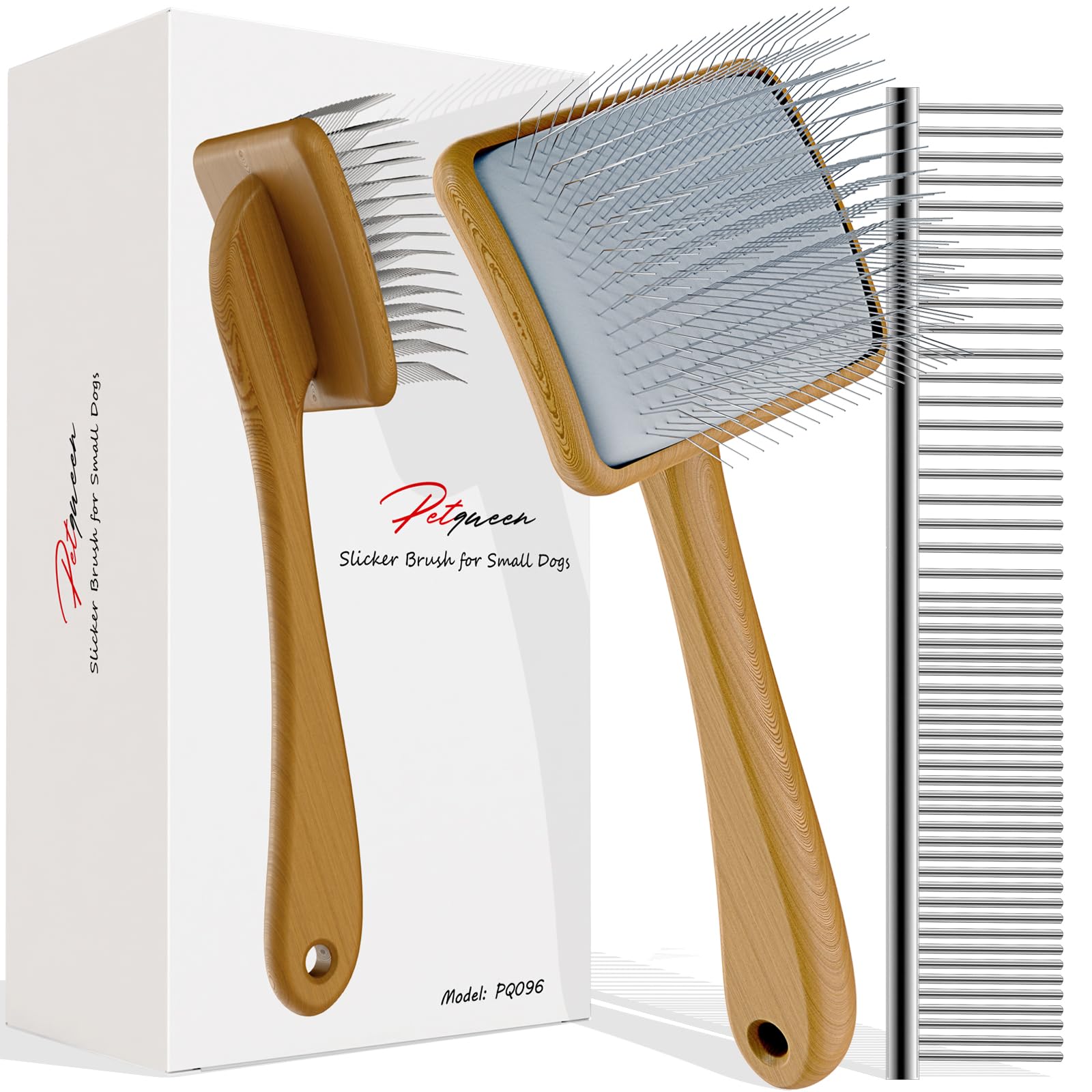 Petqueen Slicker Brush for Dog, Doodles and Poodle Brush, for Tangles, Fluff Coat, Curly Hair Pets, Remove Loose Fur, Matts, Und