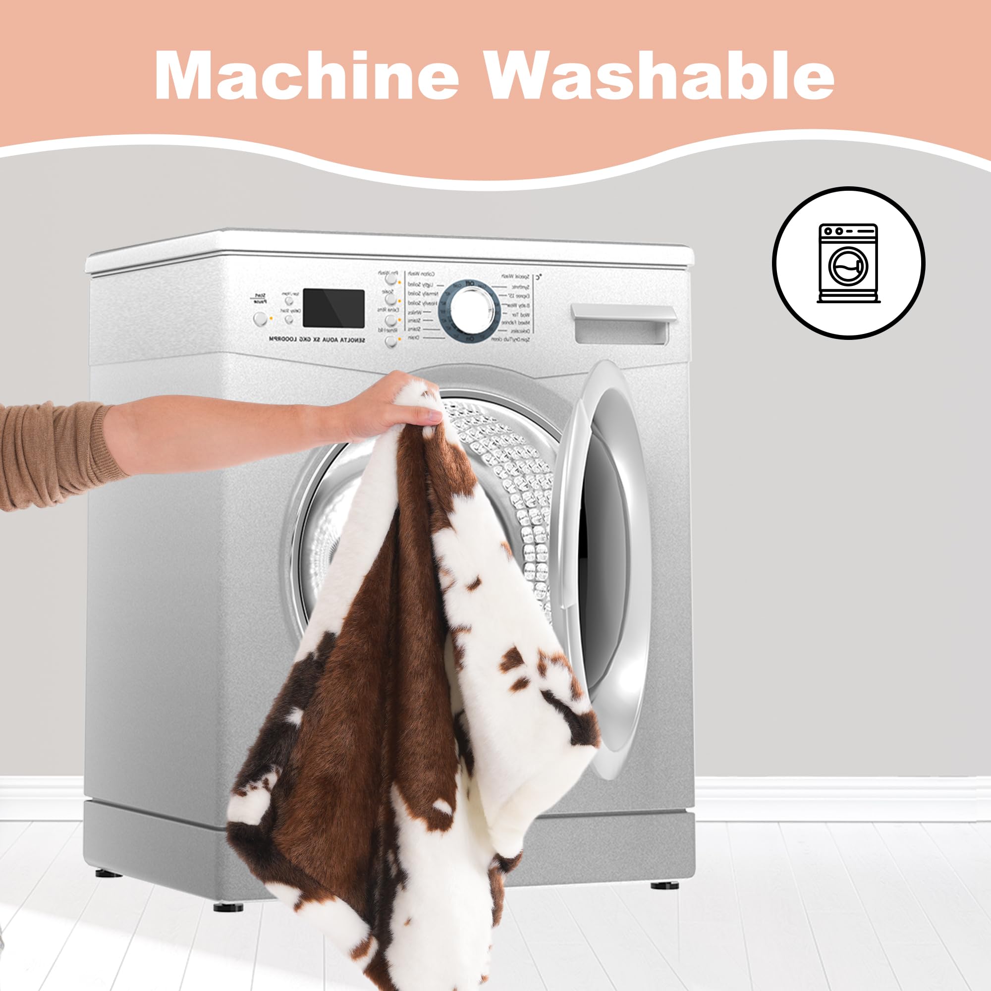 Bedfolks Waterproof Crate Bed, Plush Dog & Cat Bed With Removable Washable Cover, Faux Fur Kennel Pad, 23''X18'', Cow Print