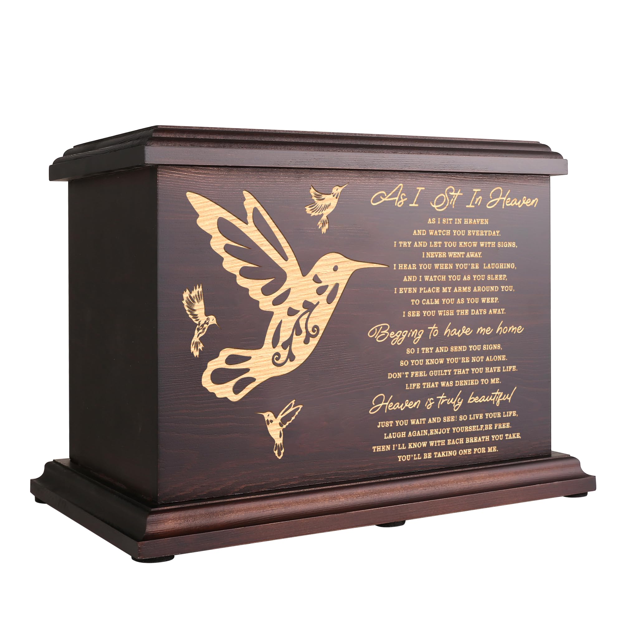 Cremation Memorial Urns For Human Ashes Adult Male Female, Wooden Box And Casket For Ashes Men Women Child, Large Burial Funeral