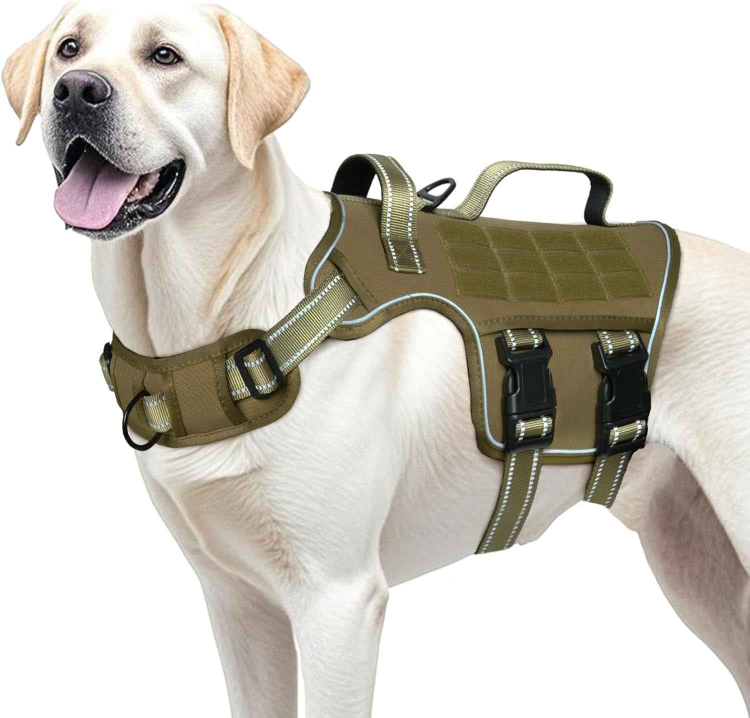Tactical Dog Harness MOLLE Vest – Camo, S–XL, No-Pull