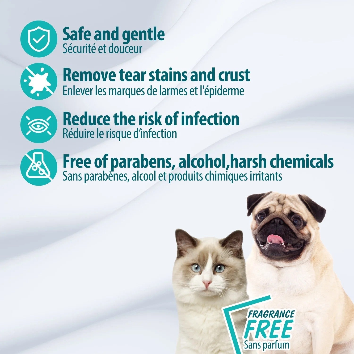 Pet Salon - Unscented Eyes/Ear Cleaning Wipes Dogs & Cats 120 cts