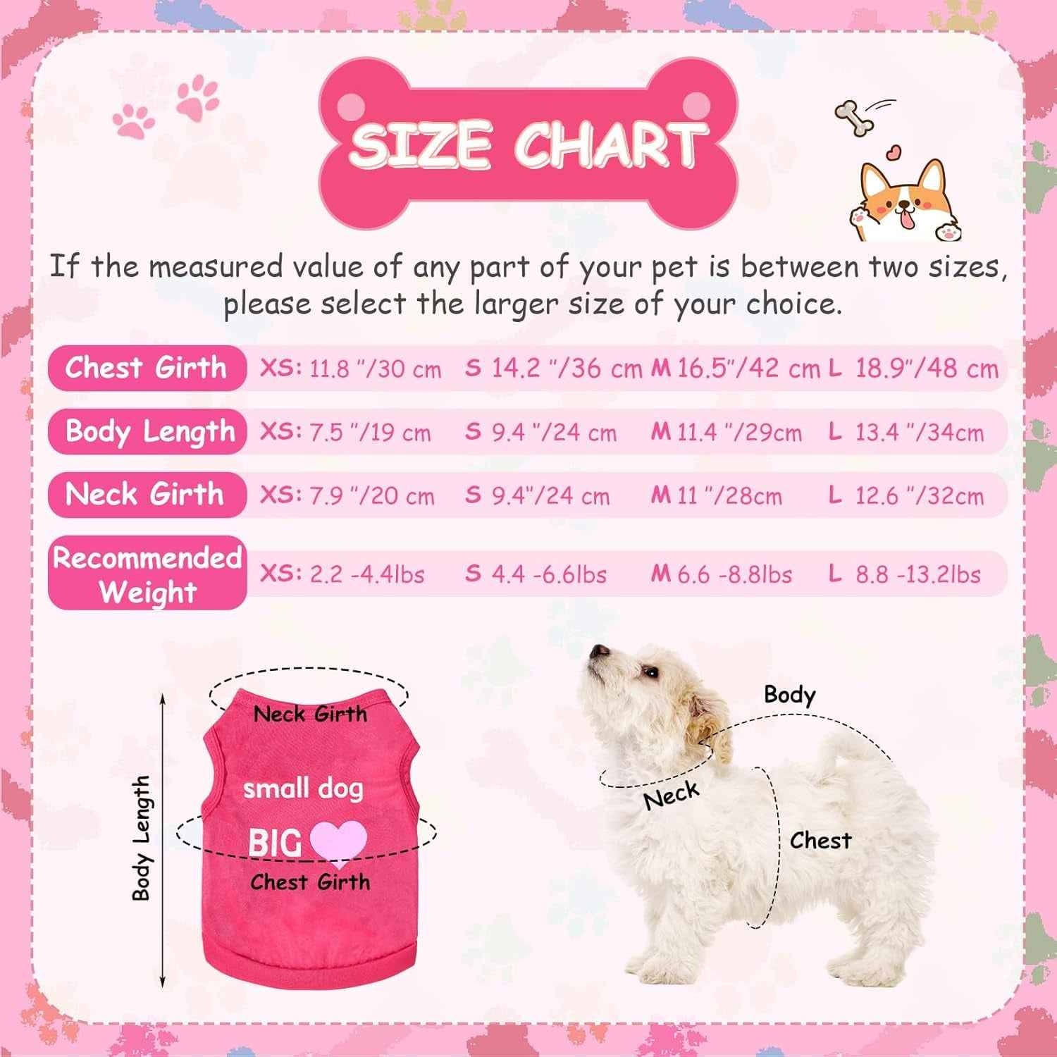 6 Pack Dog Shirts for Small Dogs Cute Summer Puppy Vests