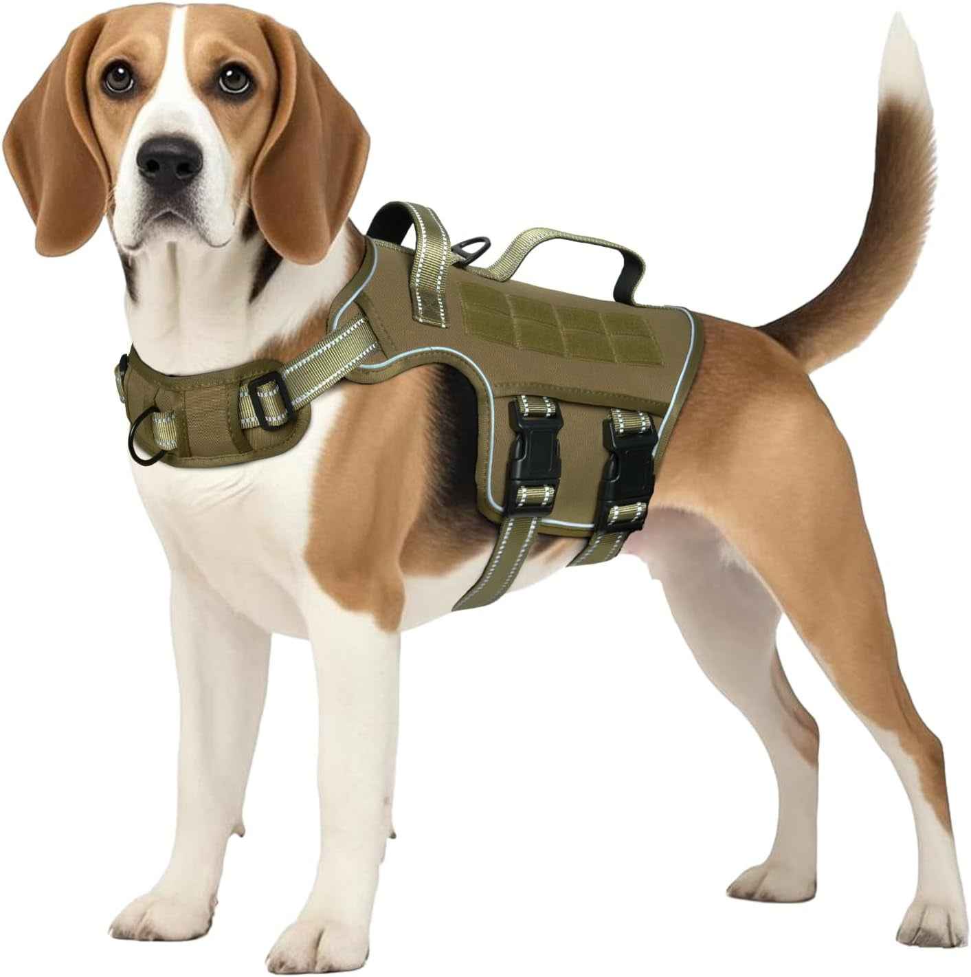 Tactical Dog Harness MOLLE Vest – Camo, S–XL, No-Pull