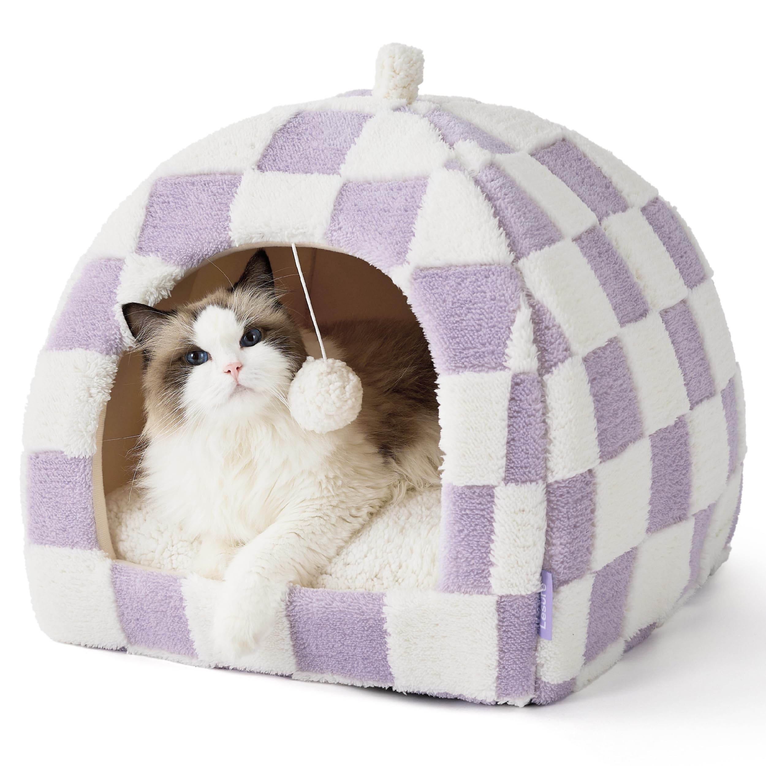 Lesure Cute Cat Beds For Indoor Cats - 2 In 1 Large Cat Cave Bed With Removable Washable Cushioned Pillow, Cozy Kitten With Non-