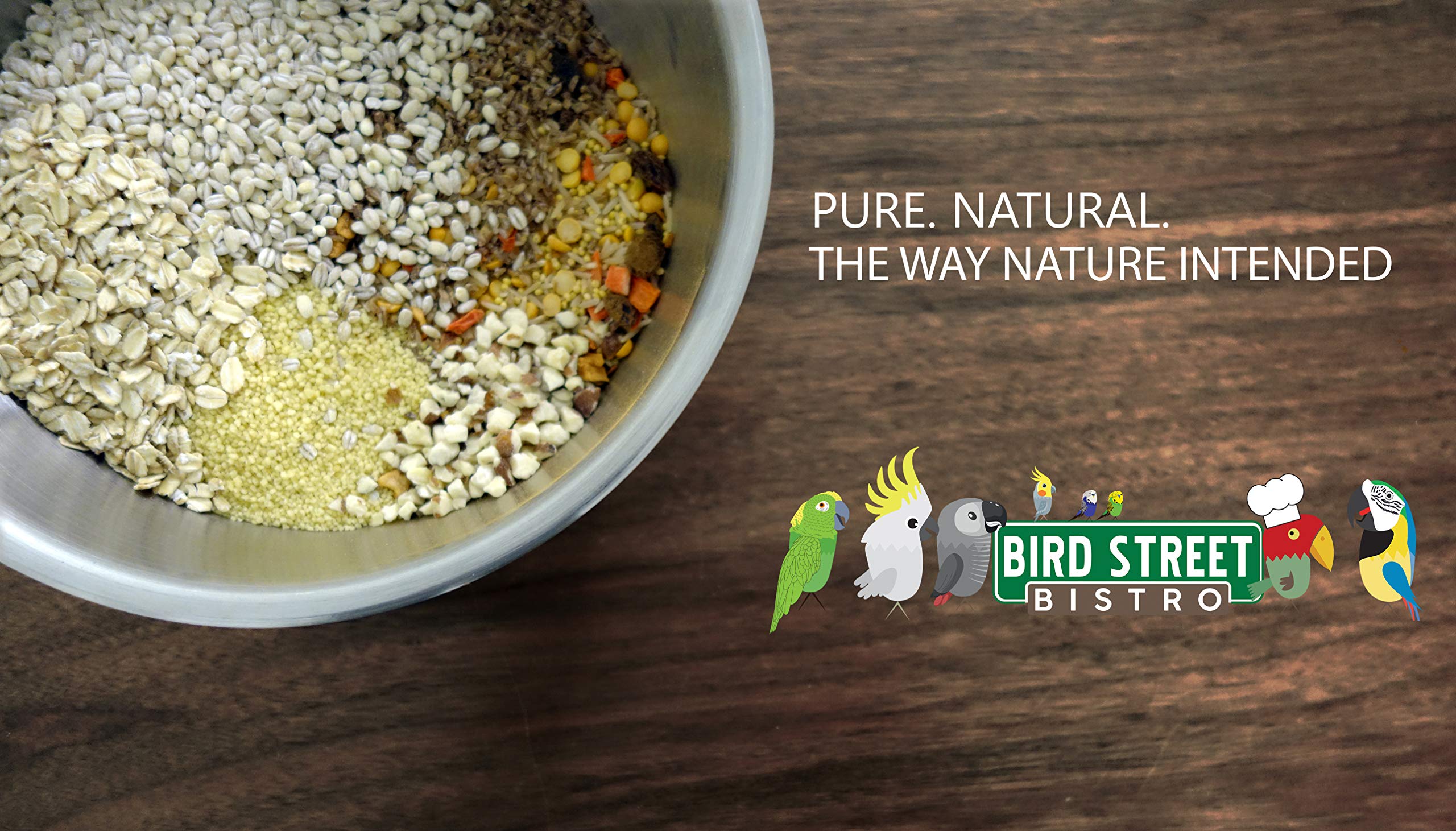 Bird Street Bistro Parrot Food - Parakeet & Cockatiel Food - Cooks in 3-15 min with Natural & Organic Grains, Legumes, Healthy F