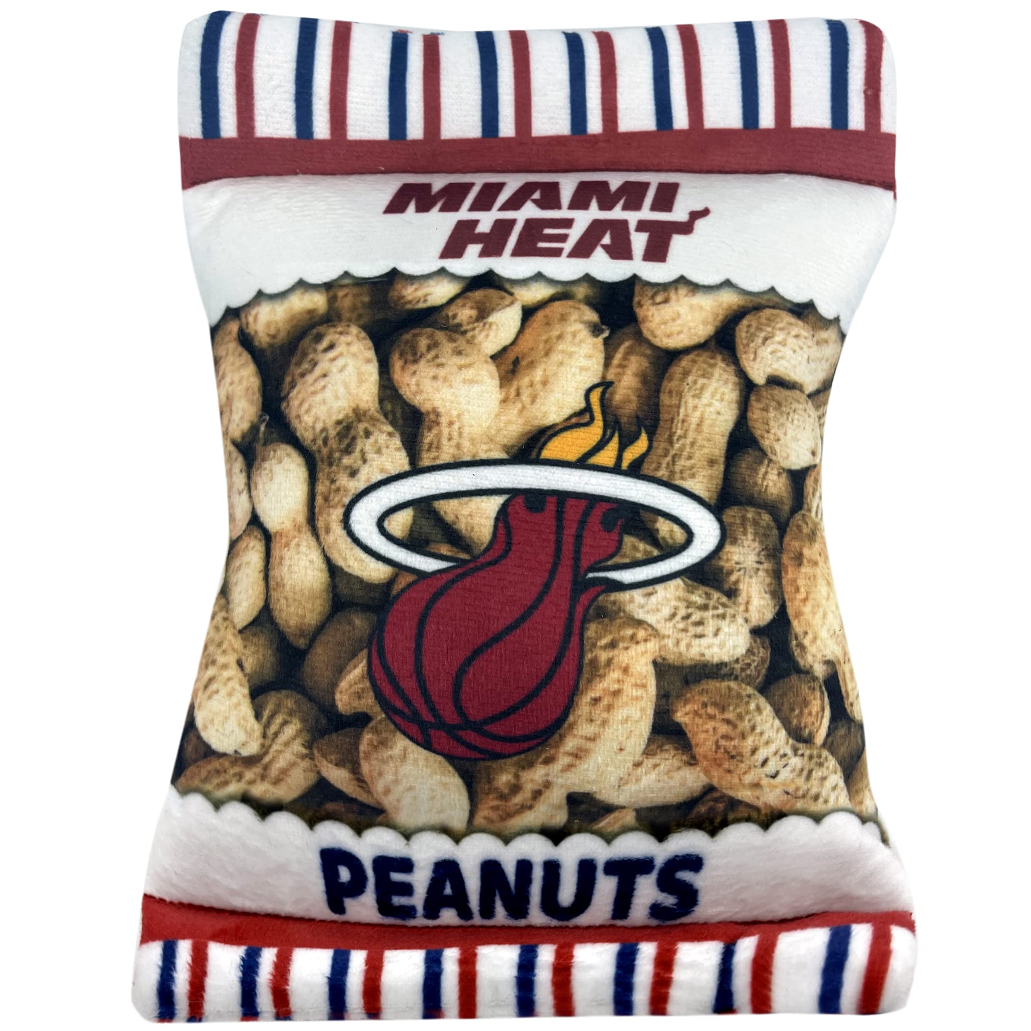 Pets First Nba Miami Heats Crinkle Fine Plush Dog & Cat Squeak Toy - Cutest Stadium Peanuts Snack Plush Toy For Dogs & Cats With