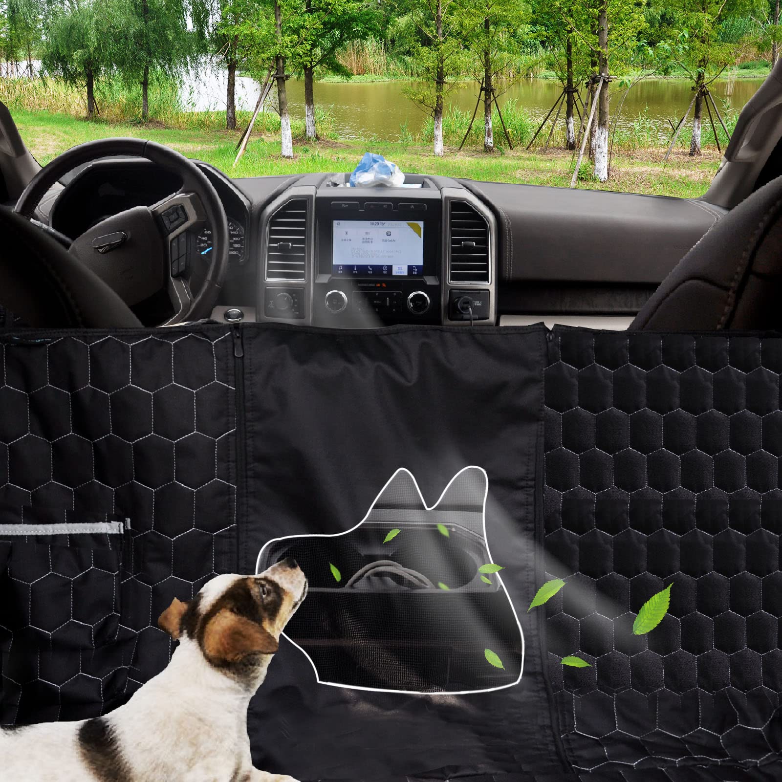 Meginc Dog Car Seat Cover For Trucks, Dog Seat Cover For Back Seat Protector F150 Ram 1500, Waterproof Dog Hammock For Truck With Mesh Window Heavy Duty Seat Cover For F-Series/Gmc Sierra/Silverado