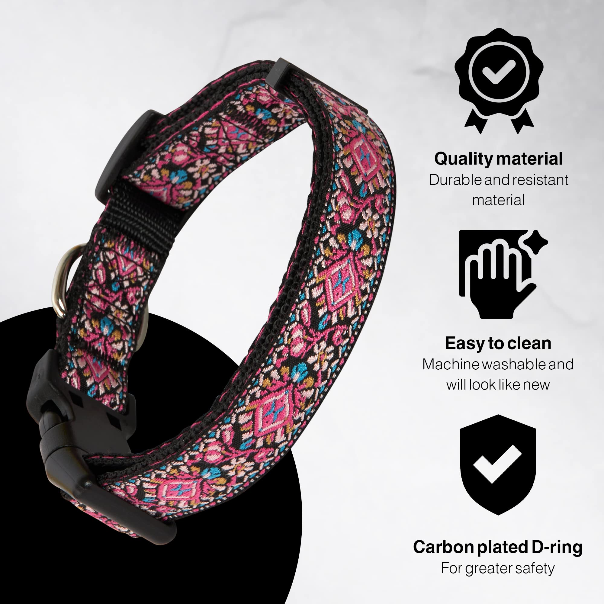 Dog Collar For Small Medium & Large Dogs - Woven Pattern On Long Lasting, Adjustable And Strong Puppy Quick Release Buckle, Qual