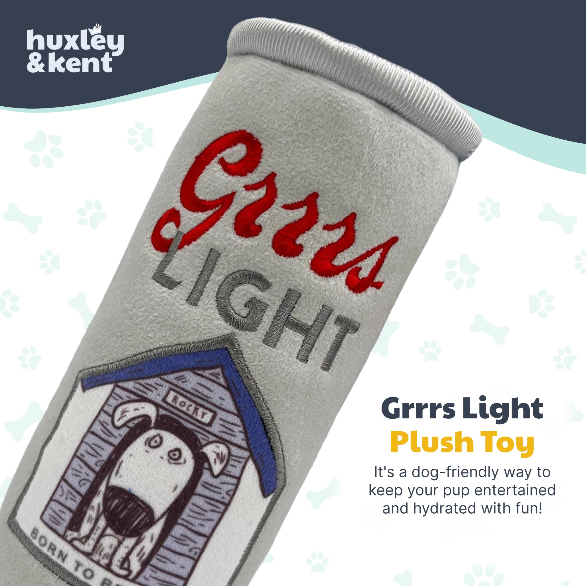 Huxley & Kent For Dogs - Grrrs Light (Large) - Power Plush Funny Dog Toy With Squeaker - Fun, Durable, And Safe - H&K Squeaky