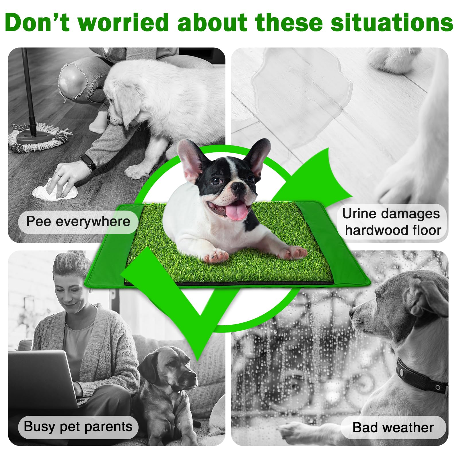 Annexfun Dog Grass Mat With Pee Pad 20  25'', Small Dog Litter Box Indoor Artificial Turf Grass Porch Waterproof Patio Potty Tra