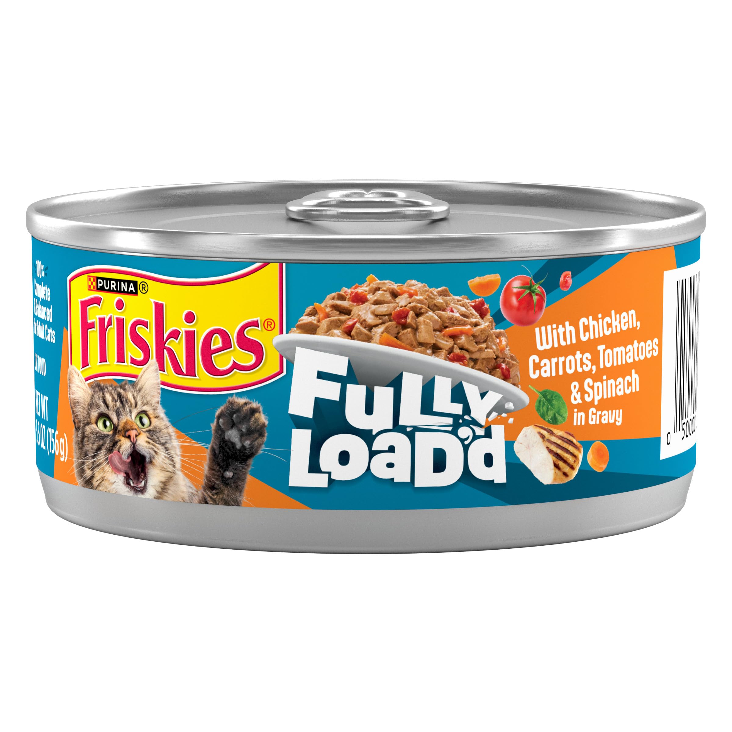 Purina Friskies Fully Loadd Wet Food for Cats with Chicken, Carrots, Tomatoes and Spinach in Gravy - 5.5 Ounce (Pack of 24)