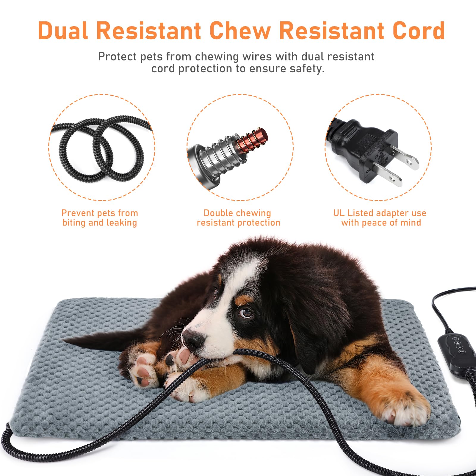 INVENHO Pet Heating Pad - Waterproof, Adjustable Temperature, Timer, 28" x 16", Polyvinyl Chloride, Electric Pad for Dogs Cats