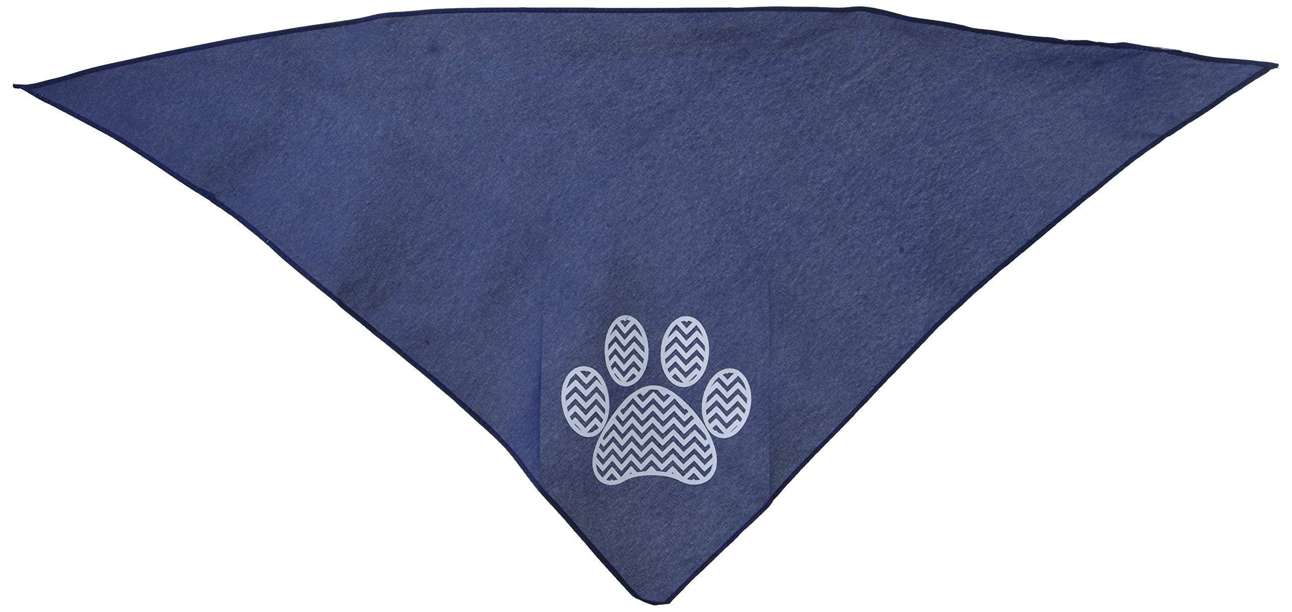 Mirage Pet Products Chevron Paw Screen Print Bandana, Navy Blue, Large