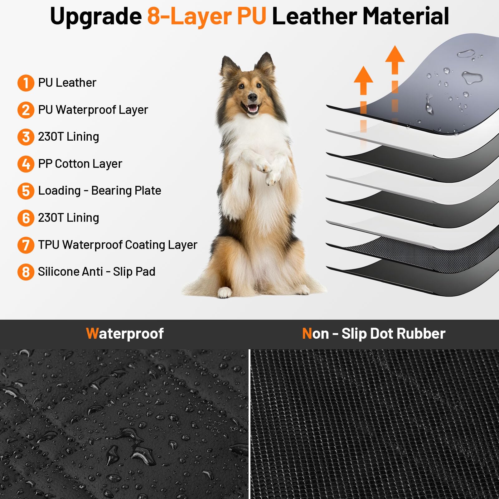 Bumubi Seat Protector For Dogs Pet Seat Covers Backseat Extender For Dogs Luxury Pu Leather Hard Bottom Back Seat Holds 400Lbs W