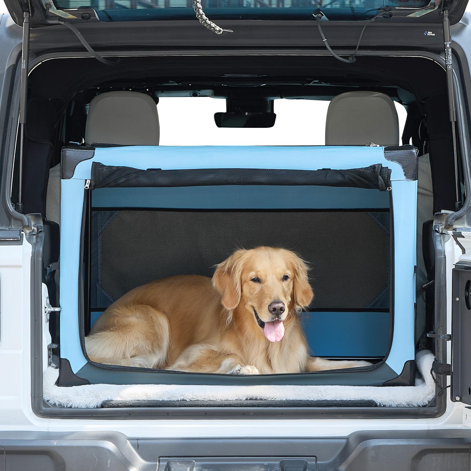 Joytutus Collapsible Dog Crate, 37 Inch Portable Pet Crate For Car, Travel Dog Kennel Foldable Dog Crate For Large Dog 70Lbs, So