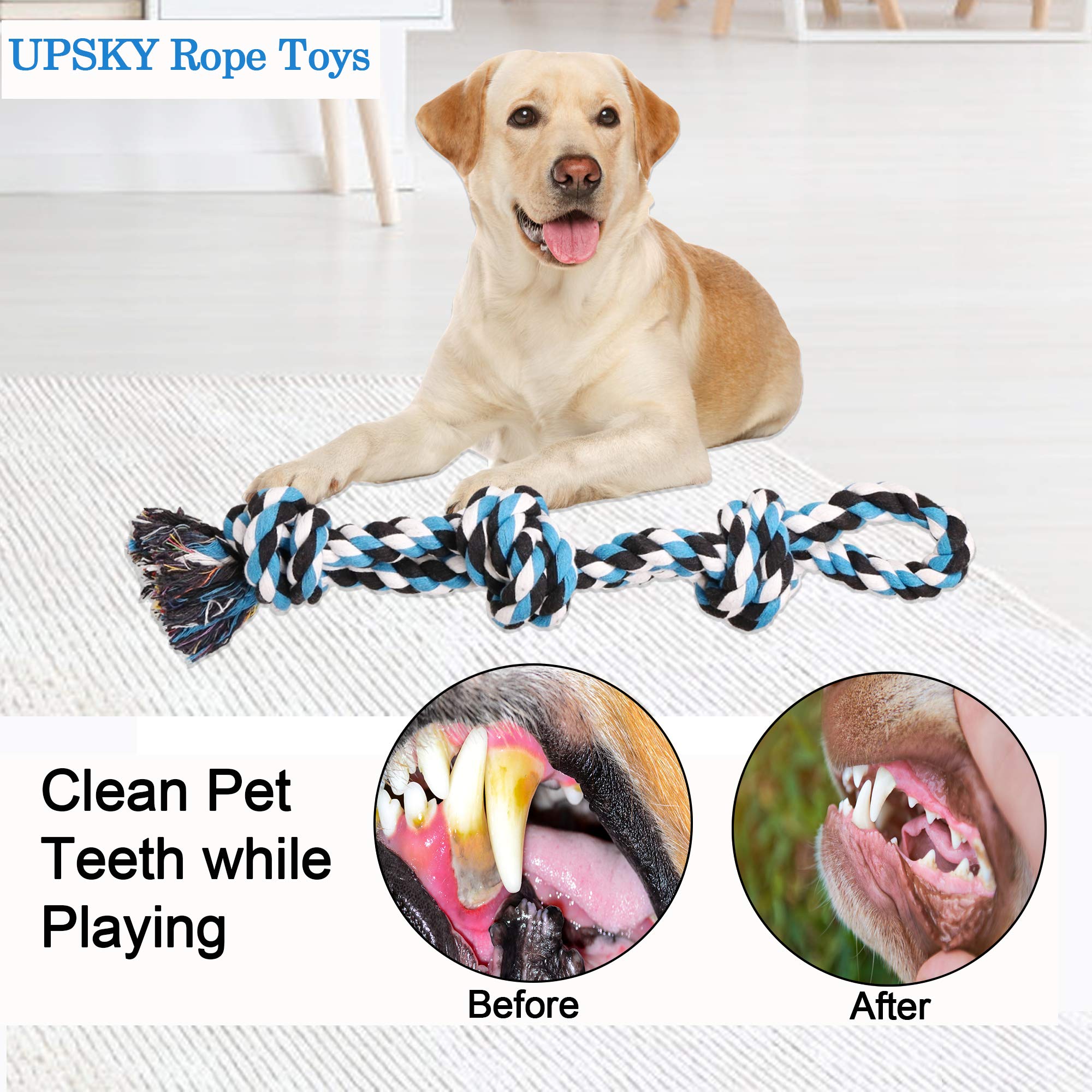 Upsky Dog Rope Toys Dog Grinding Teeth 2 Nearly Indestructible Dog Toys, Rope Toy For Large Dogs, Dental Cleaning Chew Toys, Dog Tug Toy For Boredom, Dog Rope Toy For Aggressive Chewers (2 Packs)
