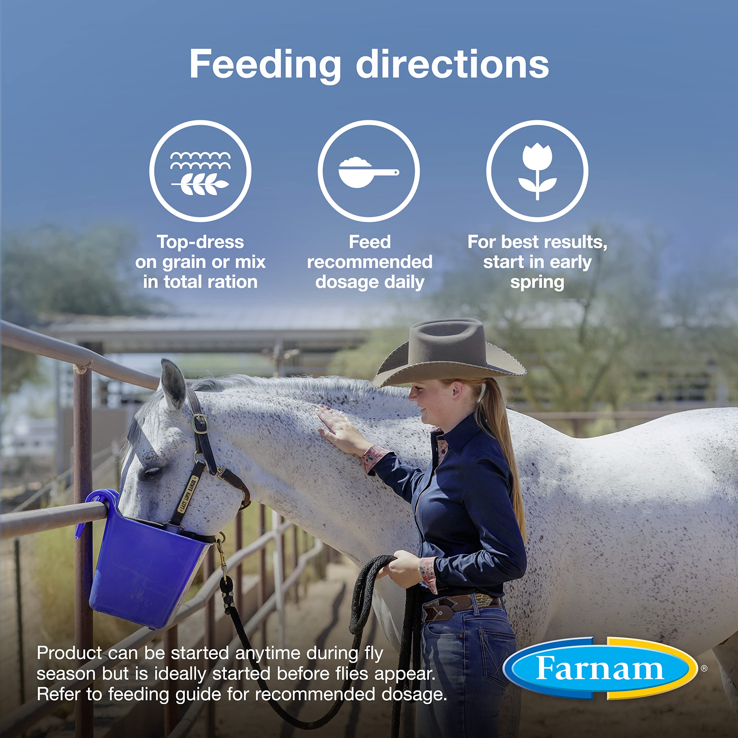 Farnam SimpliFly Feed Through Fly Control for Horses, Breaks the Fly Life Cycle, Pellets, 10 Pound Bucket, 160 Day Supply for On