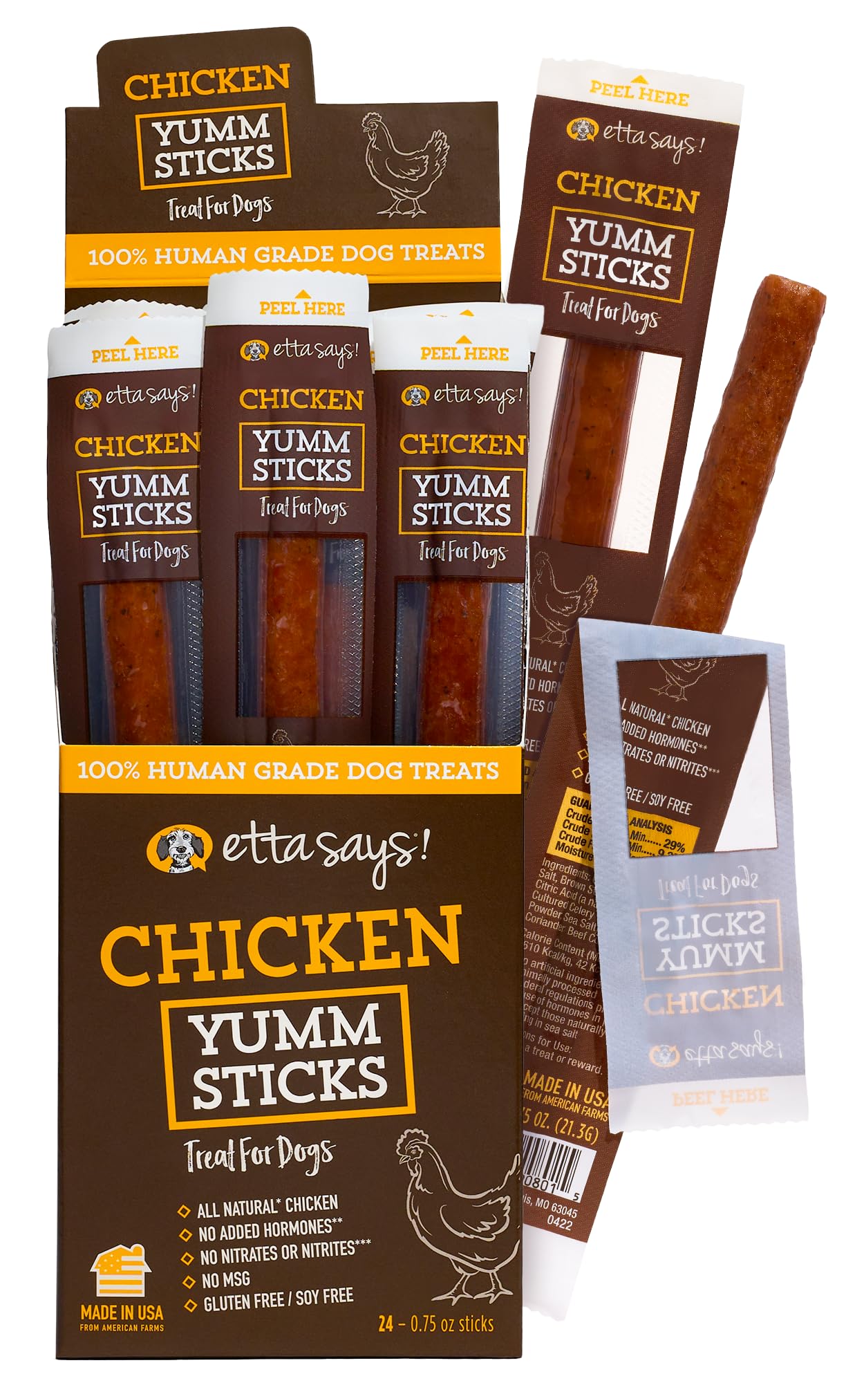 etta says! Yumm Sticks - Real Meat Chicken Dog Jerky Treats - Human Grade - Made in The USA (12 Count Pack of 1)