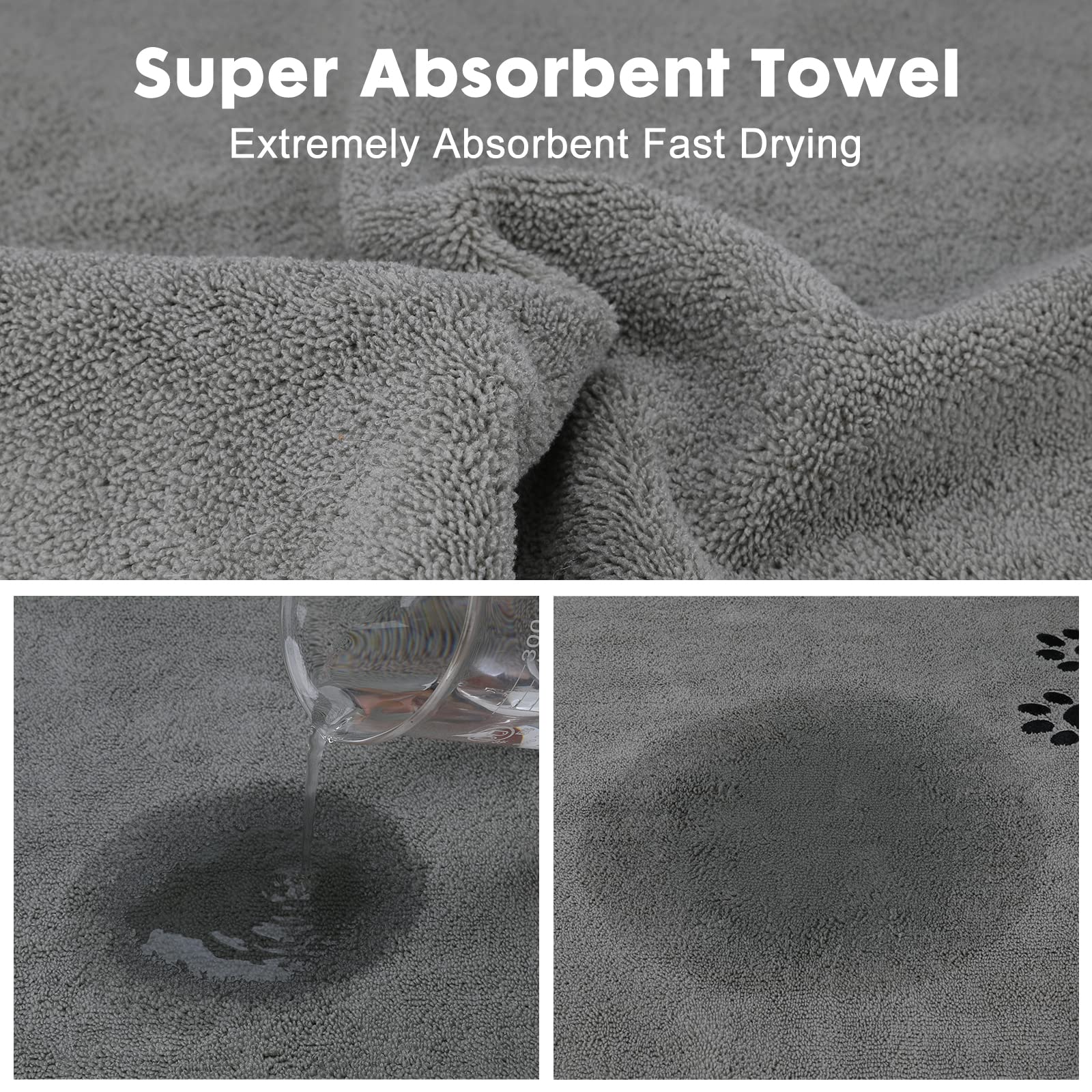 Wipela 1Pieces Microfiber Pet Bath Towel Dog Towel.Dog Towel Soft Absorbent Drying For Small Medium Large Dogs And Cats With Gre