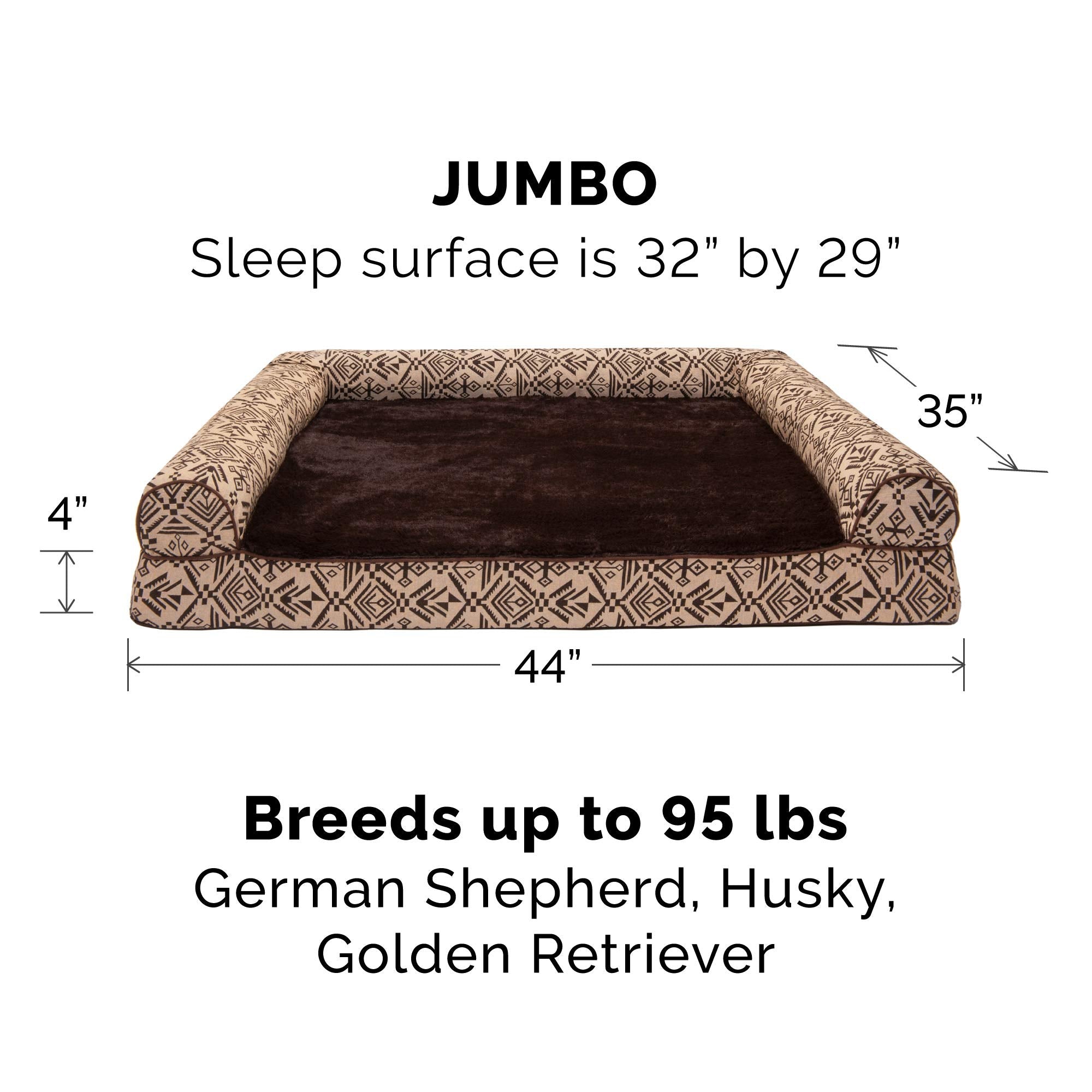 Furhaven Cooling Gel Dog Bed For Large Dogs W/ Removable Bolsters & Washable Cover, For Dogs Up To 95 Lbs - Plush & Southwest Ki