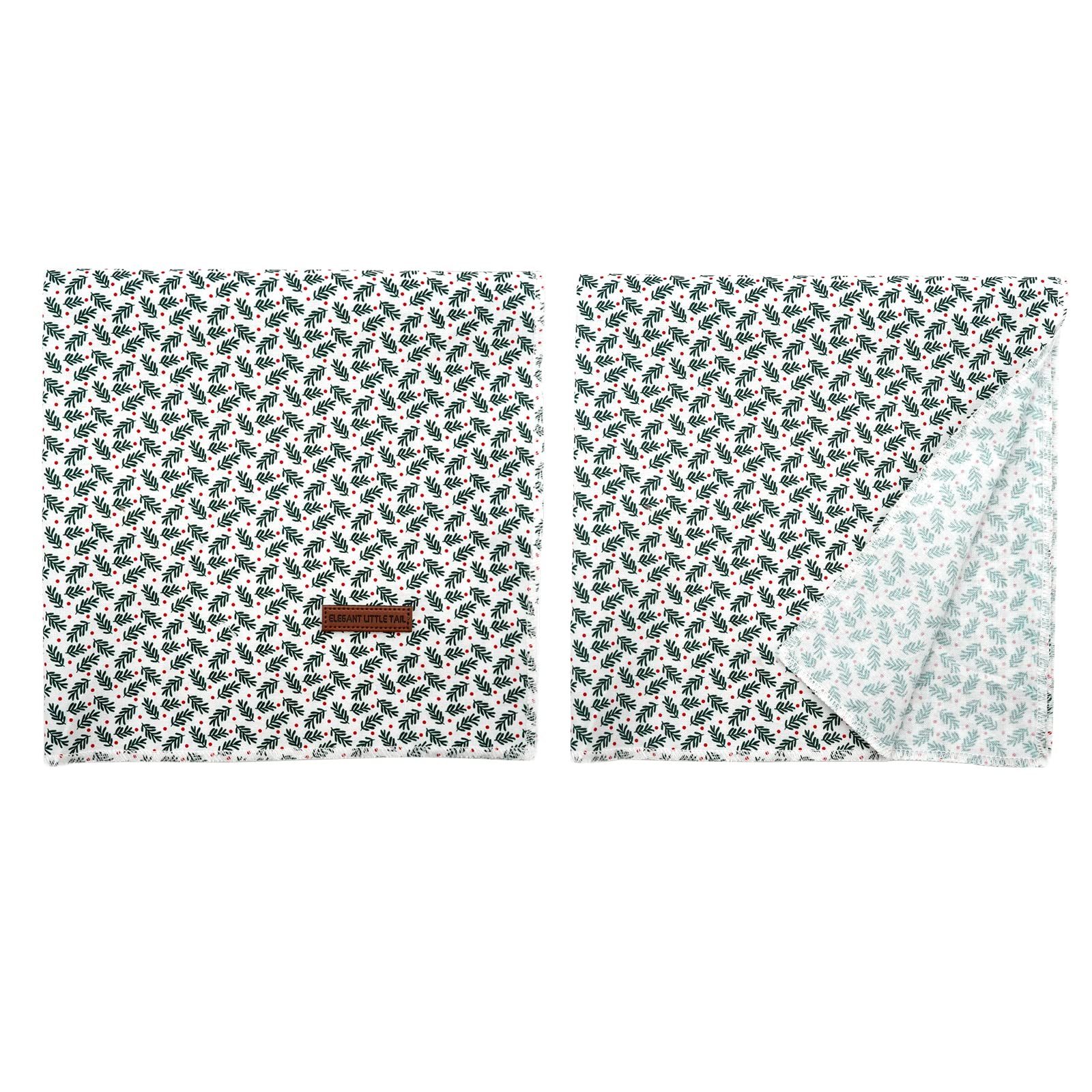 Elegant Little Tail Dog Bandanas - 1Pack Washable Christmas Scarf, Female Square Bib Kerchief, Adjustable Pet Bandana For Small