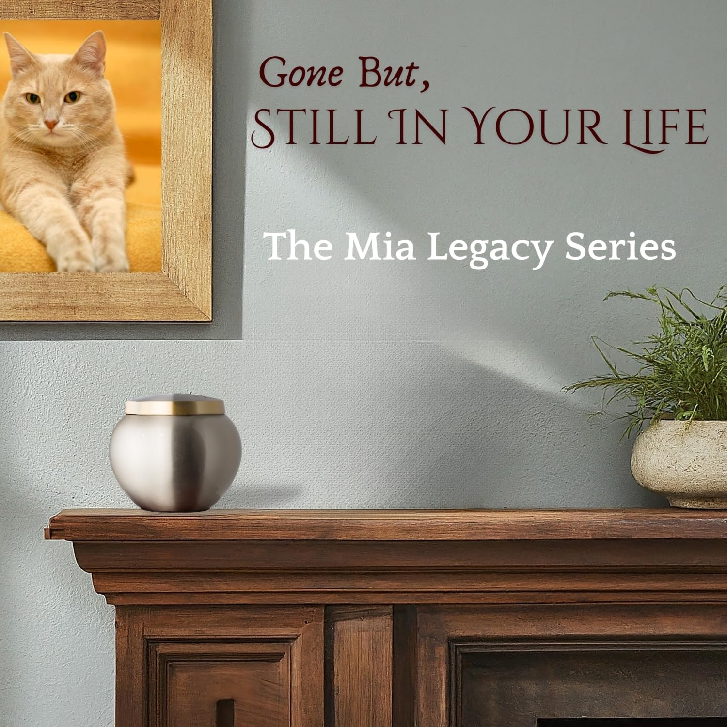 Best Friend Services Pet Urn - Memorial Cremation Pet Urns For Dog And Cat Ashes, Hand Carved Mia Series Urn For Pets Up To 25 Lbs (Small, Pewter, Double Brass Paws)