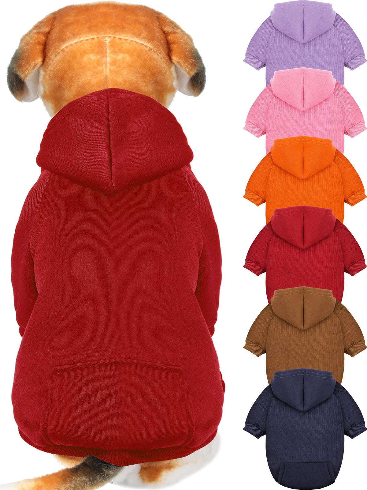 6 Pieces Dog Hoodie Dog Clothes Sweaters With Hat, Pet Winter Clothes Warm Hoodies Coat Sweater For Small Dogs Chihuahua(S)