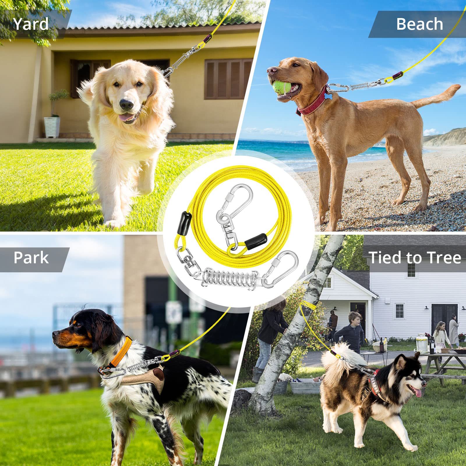 Jenico Dog Tie Out Cable - 50 Ft Dog Runner Cable With Swivel Hook, Dog Leash Run Tether For Yard Outdoor And Camping, Rust- Proof Training Line For Small To Medium Pets Up To 500 Lbs