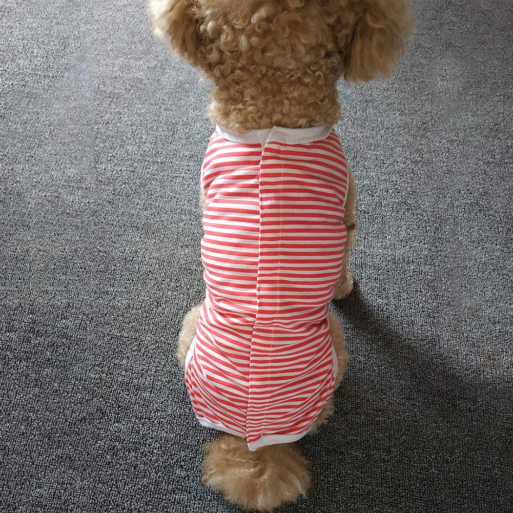 Dog’S Recovery Suit Post Surgery Shirt For Puppy, Wound Protective Clothes For Little Animals(Red White Stripe-Xxs)