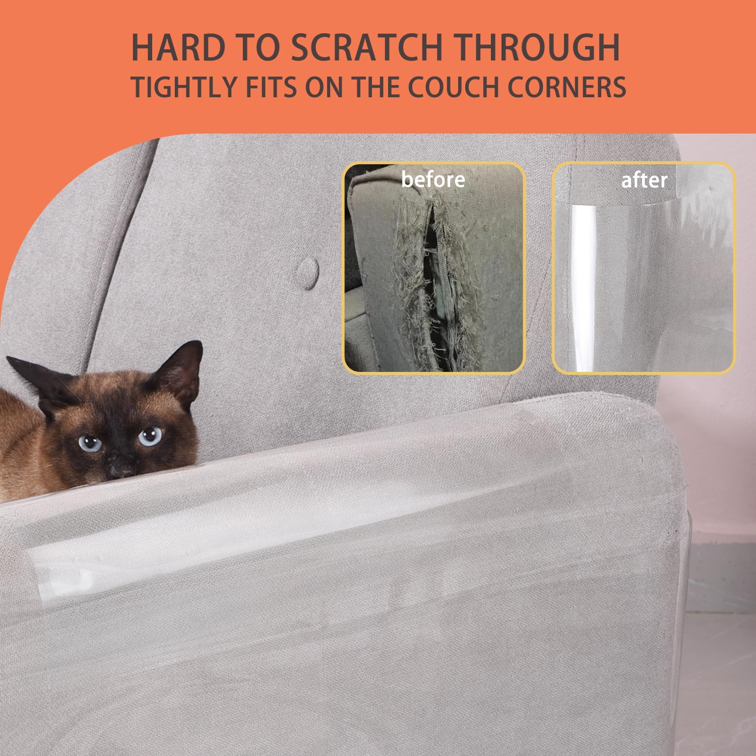 10 Pcs Furniture Protectors From Cats, Clear Self-Adhesive Cat Scratch Deterrent, Couch Protector 4 Pack X-Large (18'L 12'W) + 4 Pack Large (18'L 9'W) + 2 Pack (18'L 6'W) Cat Repellent For Furniture,