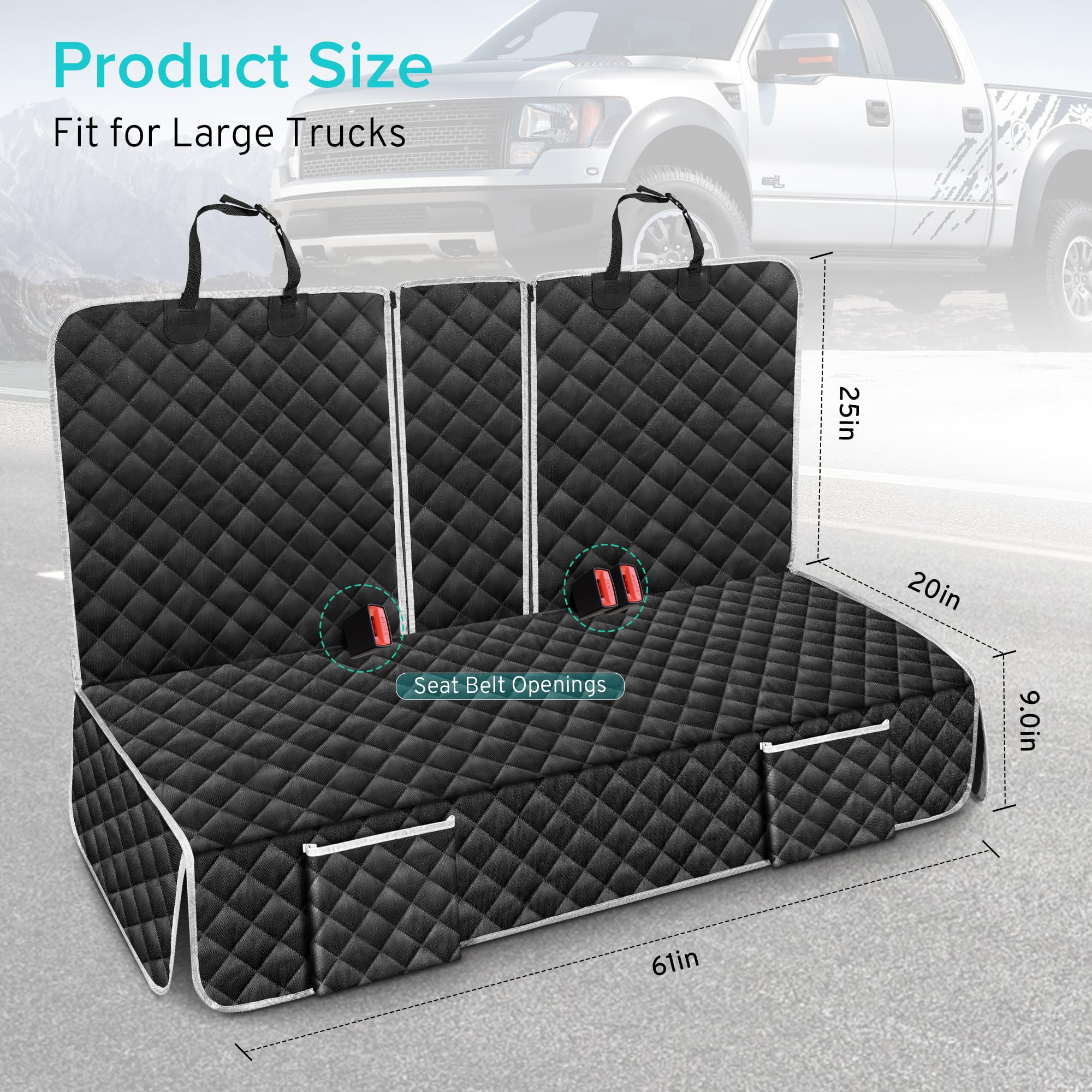 Szyuchen Dog Car Seat Cover Compatible With Ford F150 F-150 Dodge Ram 1500 Truck Back Seat, Waterproof Pet Bench Seat Covers Wit