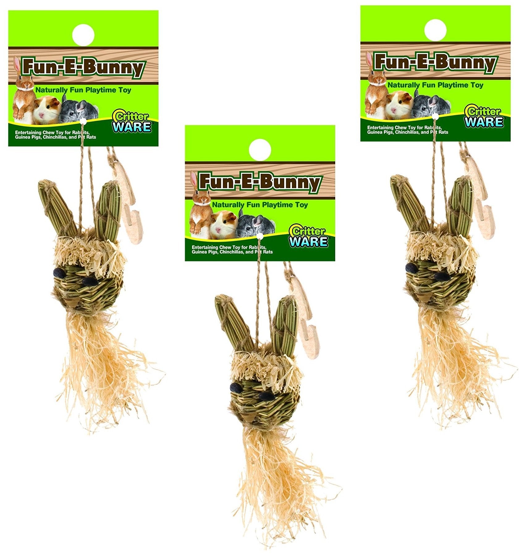 (3 Pack) Ware Manufacturing Natural Fun-E-Bunny Small Pet Chew Toys