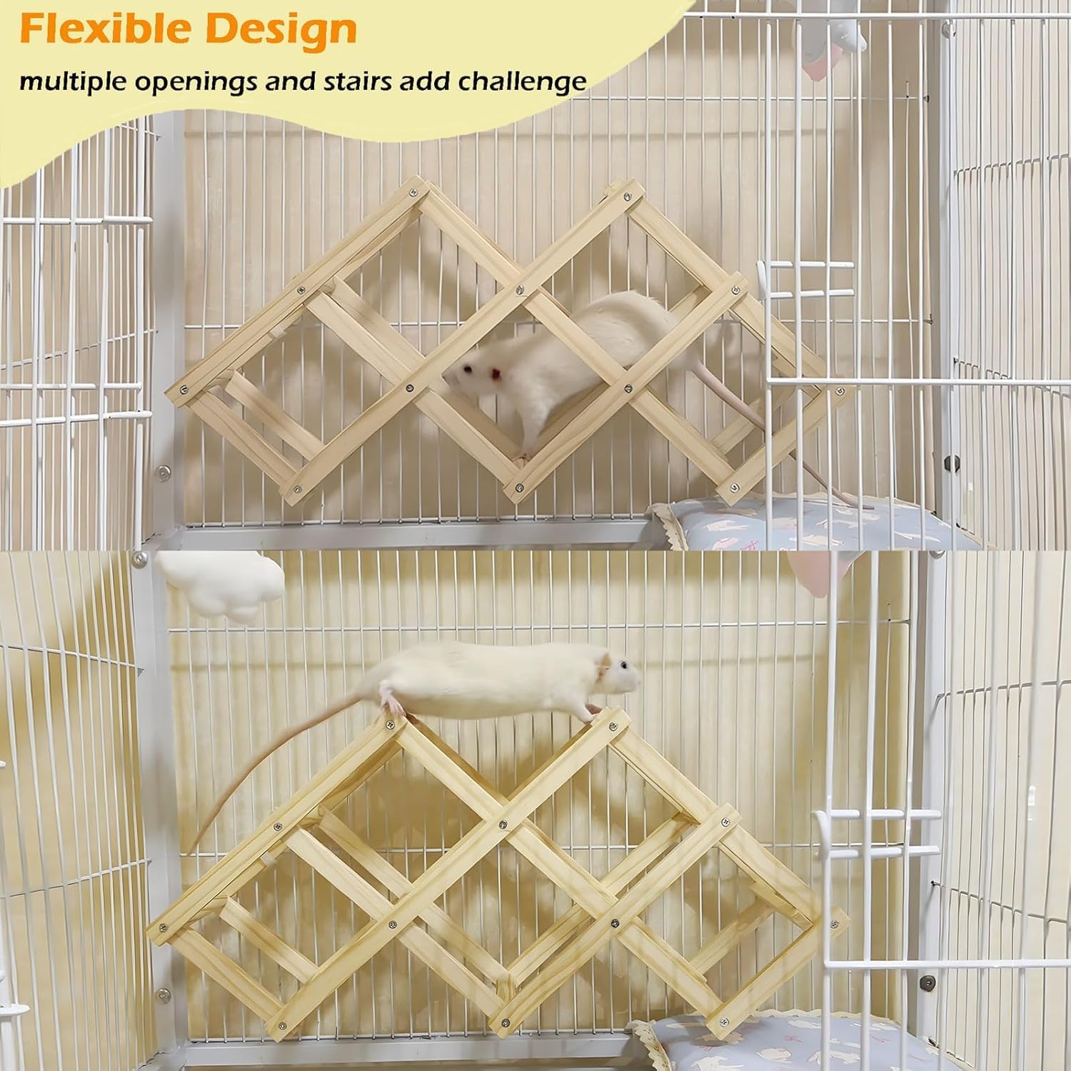 Jevnd Wooden Rat Climbing Toys, Natural Pet Rat Cage Accessories Climbing Ladder, Fancy Rats Enrichment Toys Activities, Hanging