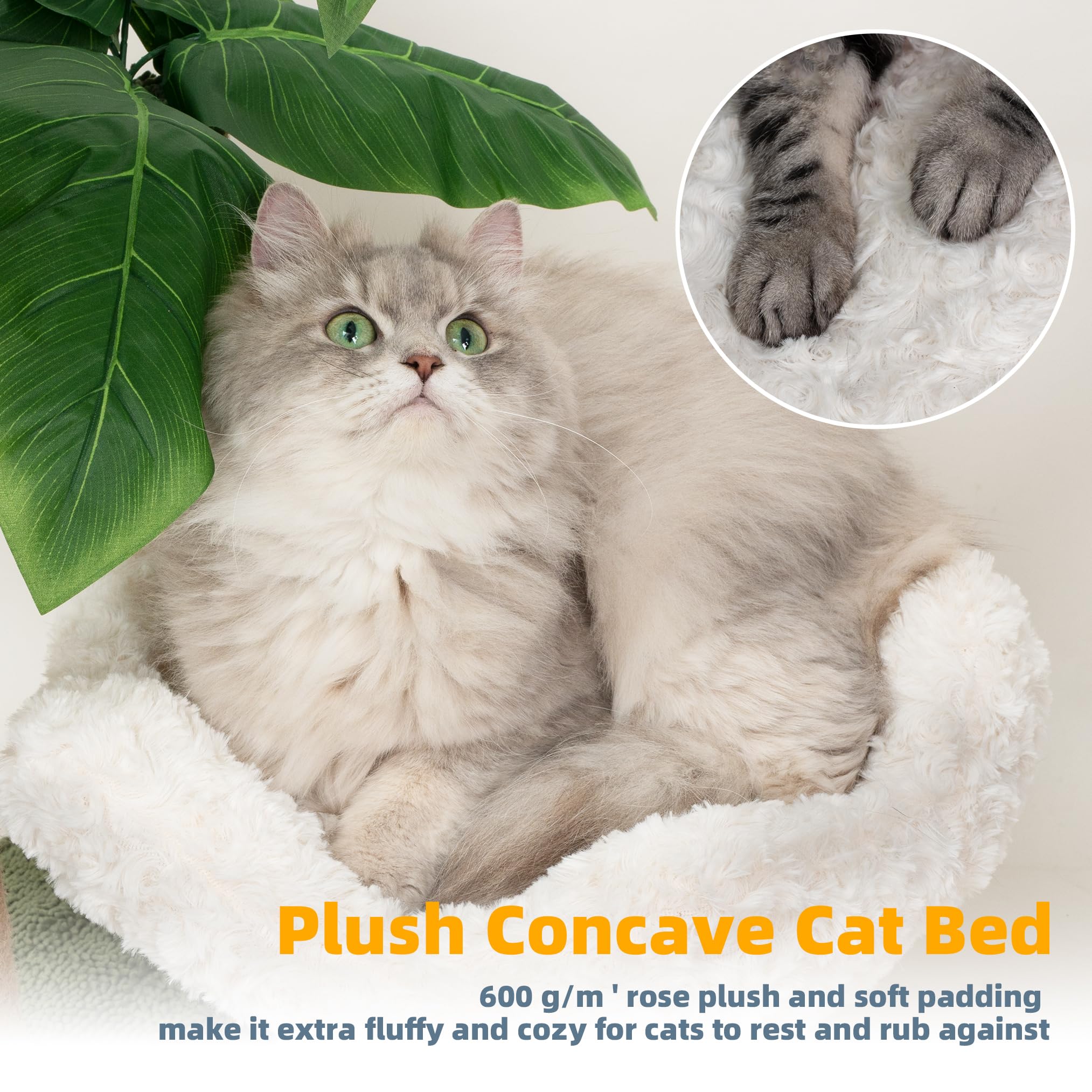 Cat Scratching Post Palm Tree with Bed Cloud Cute Cat Tree for Indoor Large Cats 3 Scratching Poles Sisal Hanging Balls for Cat