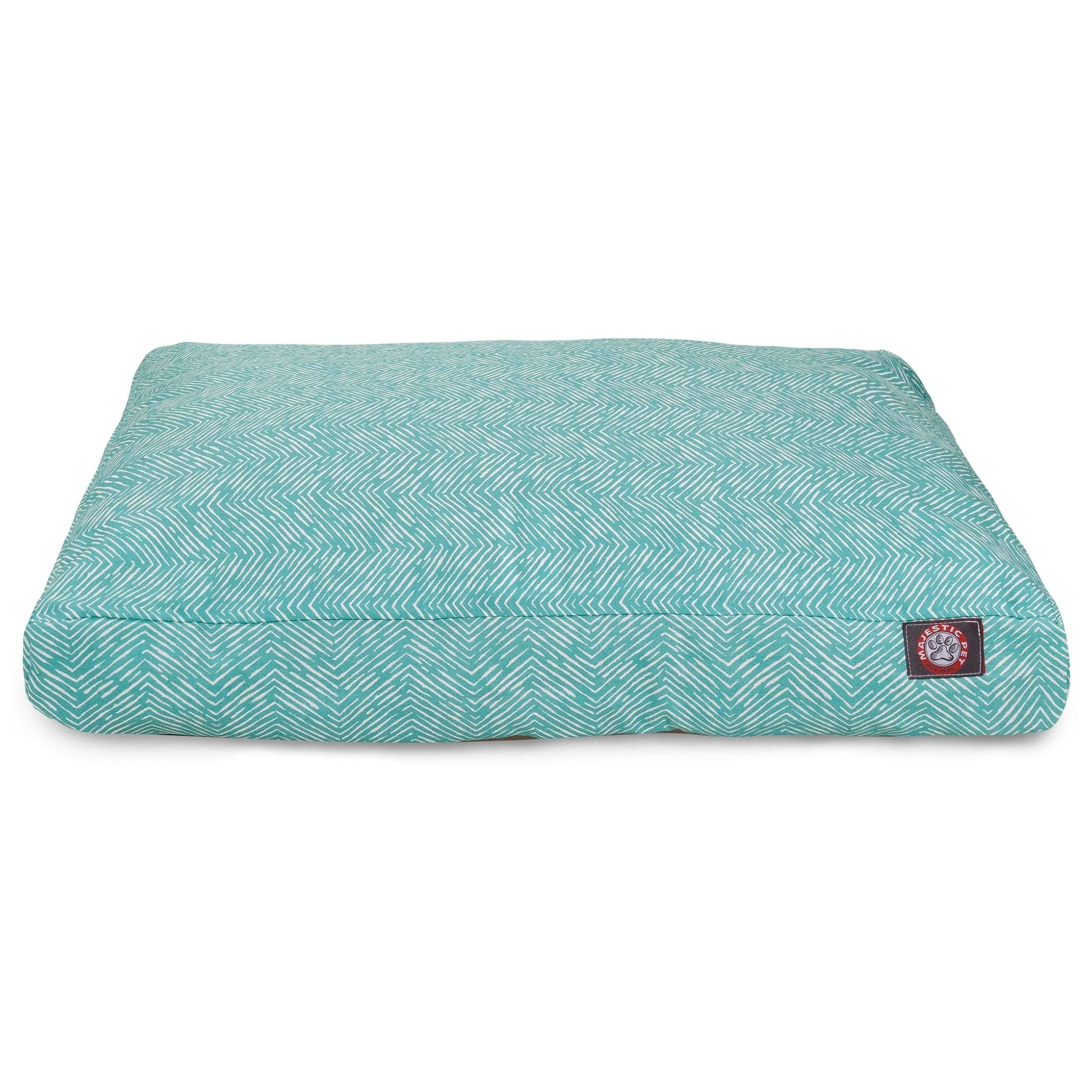 Teal Native Rectangle Indoor Outdoor Pet Dog Bed With Removable Washable Cover By Majestic Pet Products, Small