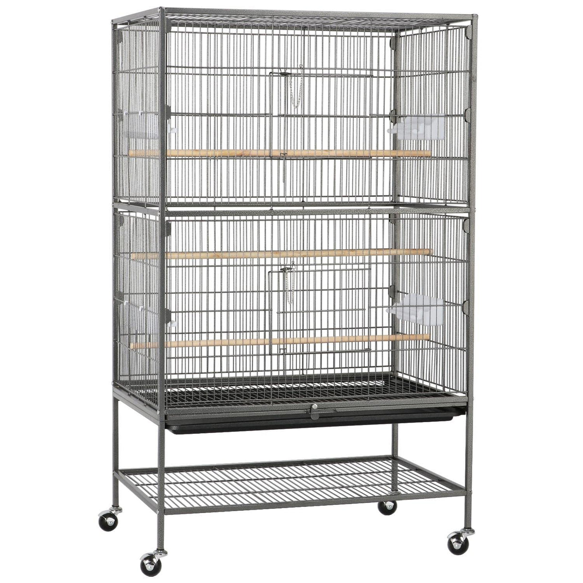 Costoffs 132Cm Extra Large Rolling Metal Bird Cage Parrot Cage For Lovebird Cockatoo Conure With 3 Perches/4 Feeders/Extra Stora