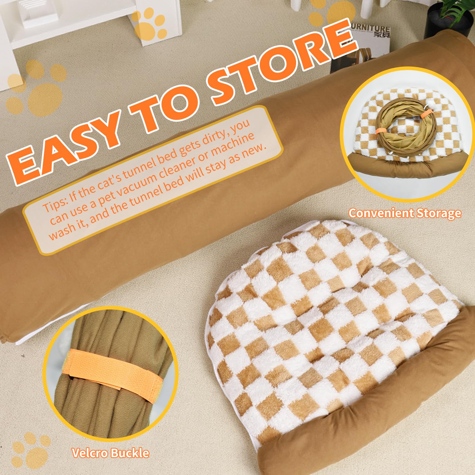 Greatbond Bunny Tunnel Bed, 2-In-1 Collapsible Tunnel Tubes Rabbit Toys, Bunny Hideout With Removable Bed Mat For Cats, Kittens,