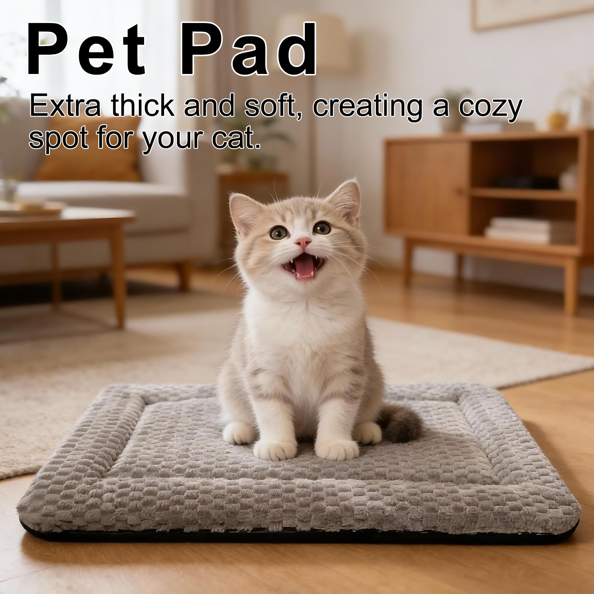 Dog Bed Mat - Soft & Comfortable Dog Kennel Pad for Crate - Durable Crate Bed & Mat for Dogs & Cats (Light Gray, XS(18*14*1.5))