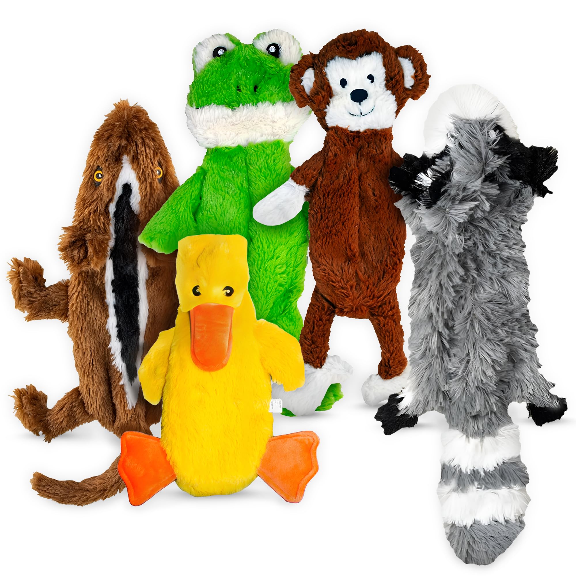 Fga Marketplace Racoon-Squirrel-Duck-Frog-Monkey Flat No Stuffing No Squeak Plush Dog Toy, Funny Style Will Entertain Your Pet F