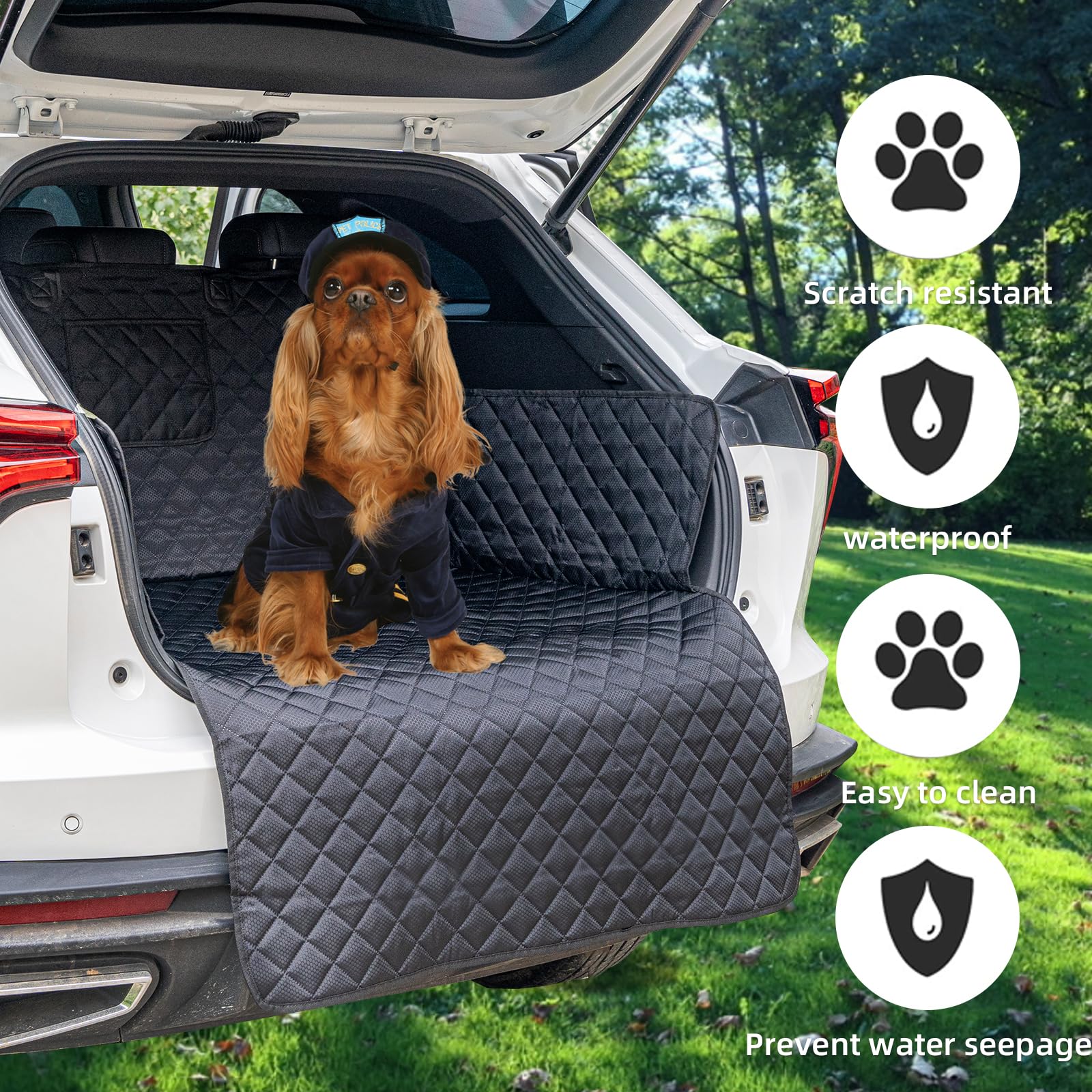 HNCPSY SUV Cargo Liner for Dog Car Seat Cover for Pets Waterproof Cargo Cover Dog Seat Mat for SUVs Sedans Vans with Bumper Flap
