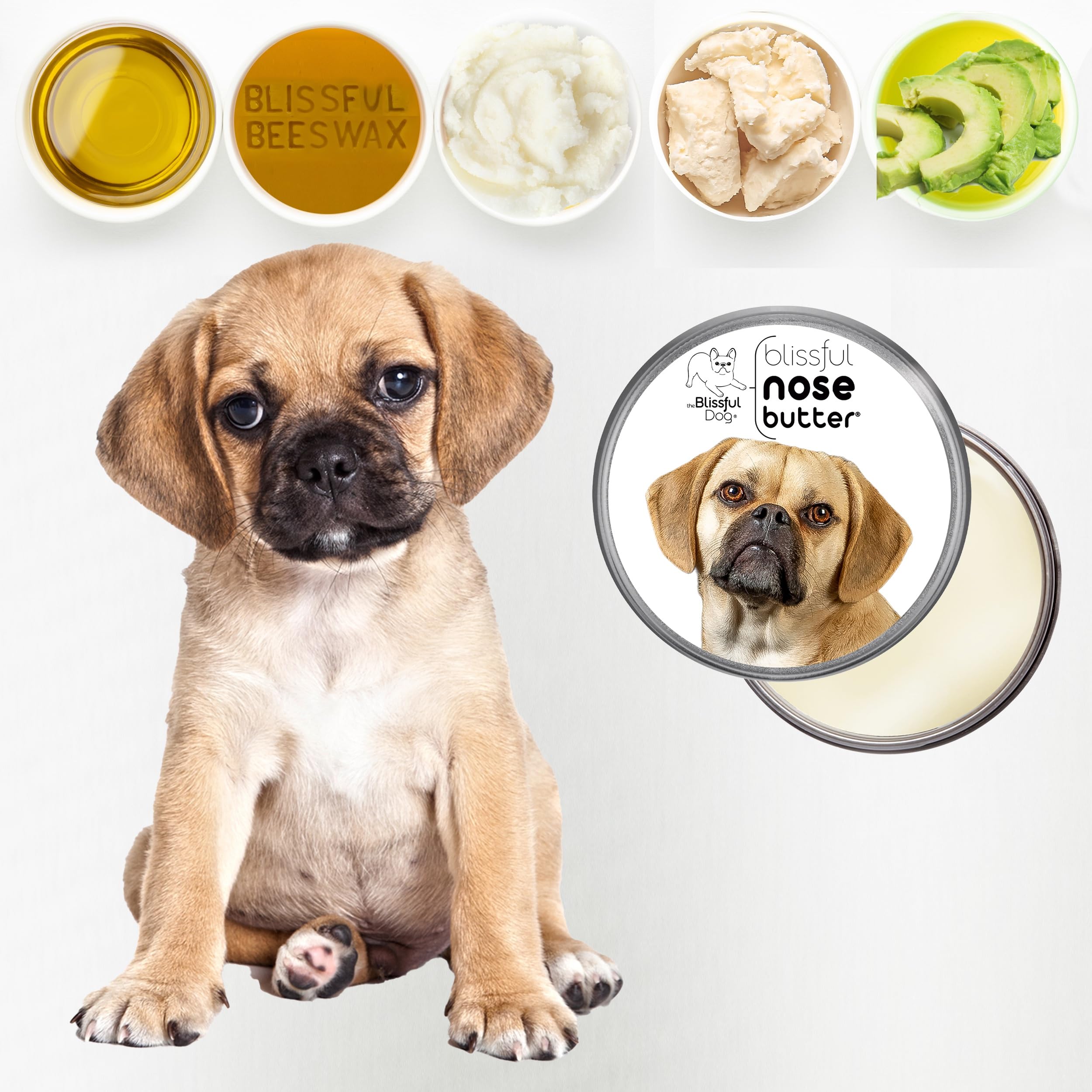 The Blissful Dog Puggle Unscented Nose Butter - Dog Nose Butter, 8 Ounce