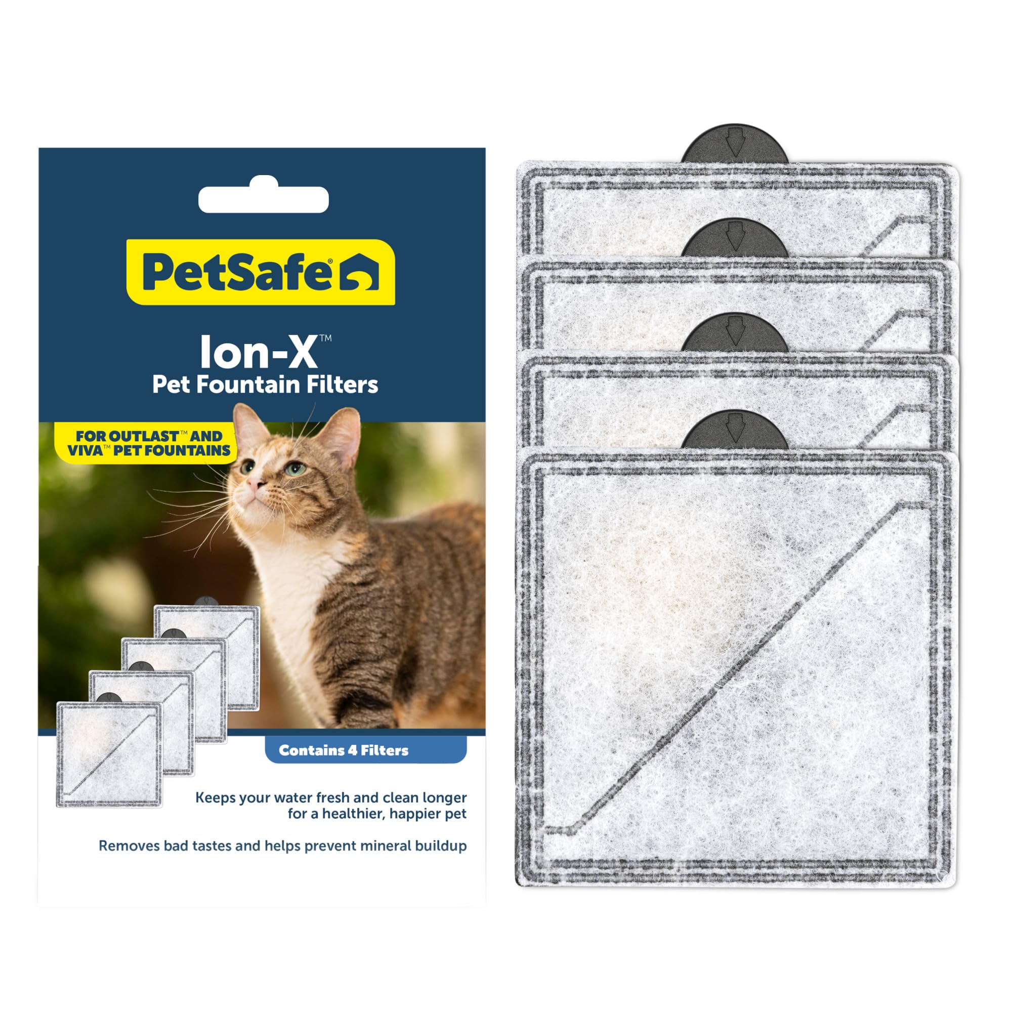 Petsafe Ion-X Cat And Dog Fountain Filters, 4-Pack, Dual Filtration For Cleaner Water, Replacement Filter For Petsafe Outlast Pu