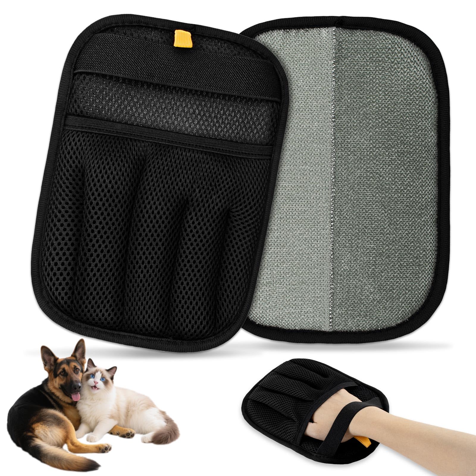 2 PCS 2025 Upgraded Five-Finger Pet Hair Remover Electrostatic Gloves, Pet Hair Removal Glove for Dog Cat Grooming, Durable Dogs