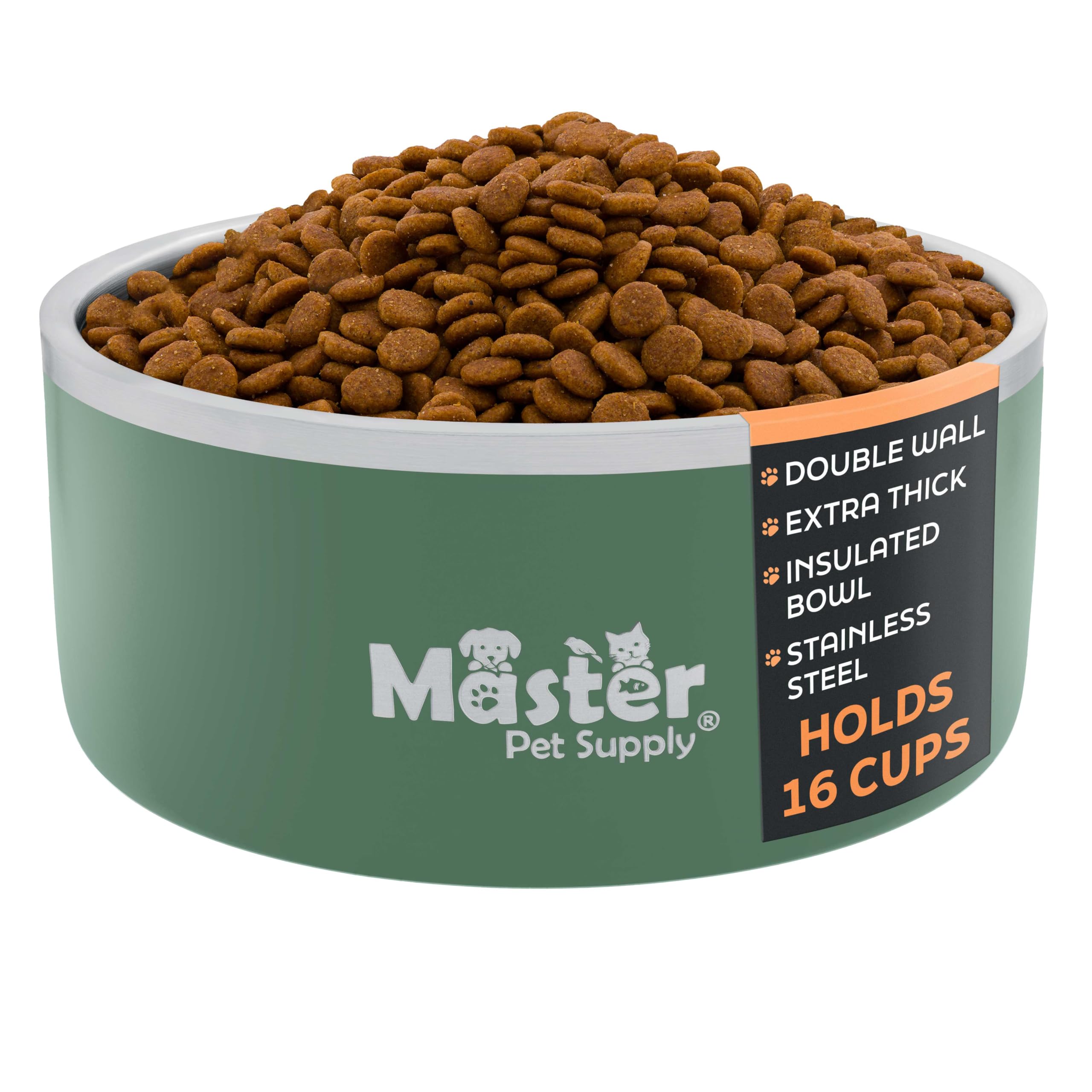 Master Pet Supply Stainless Steel Dog Bowls - 128 oz, Heavy Duty - Camo Patrol, Double Wall Extra-Thick Insulated, Non-Slip Pet 