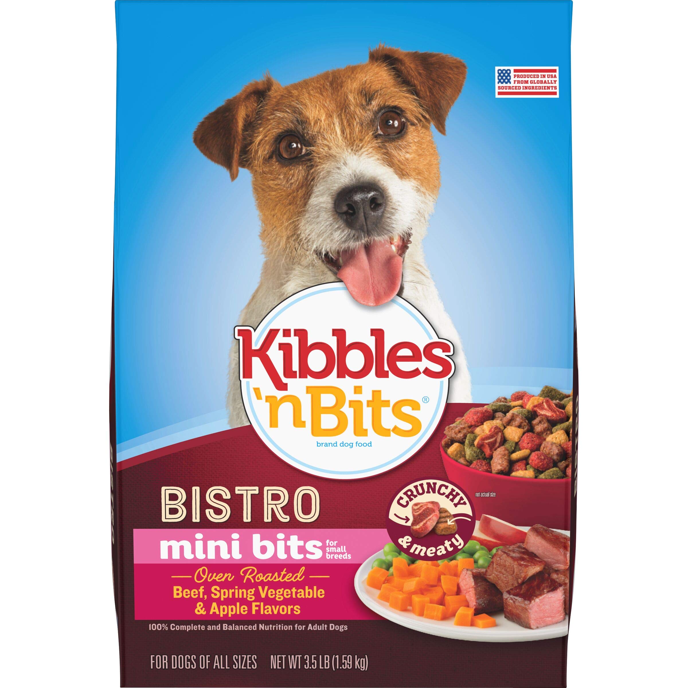 Kibbles N Bits Bistro Oven Roasted Beef Flavor Small Breed Mini Bits Dry Dog Food, 3.5 Lb (Pack Of 4)